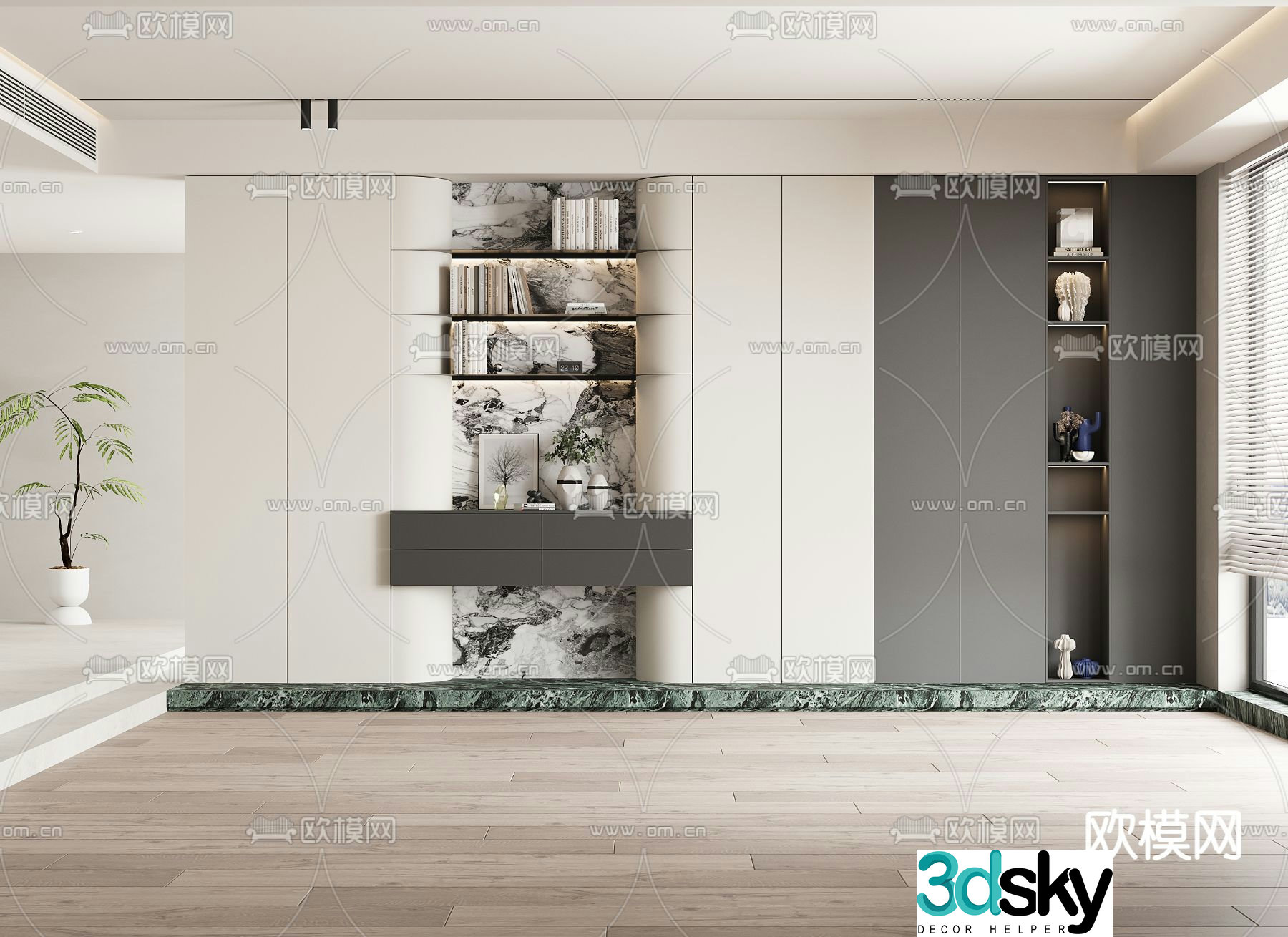 Modern bookcase Bookshelf 3D model