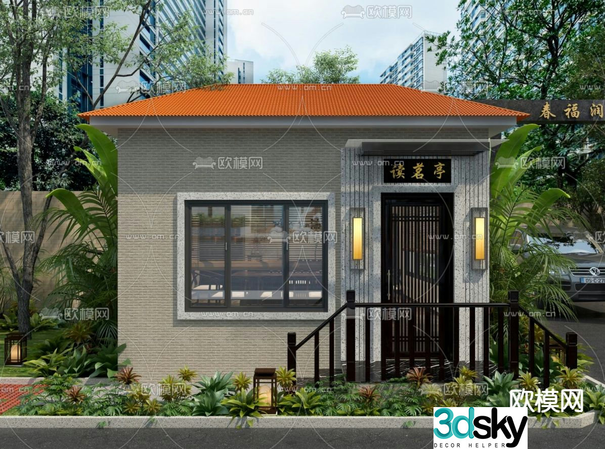 Teahouse door and Dumingting door 3D model