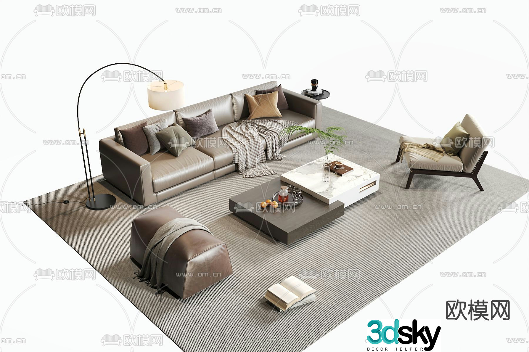 Modern sofa coffee table 3d model