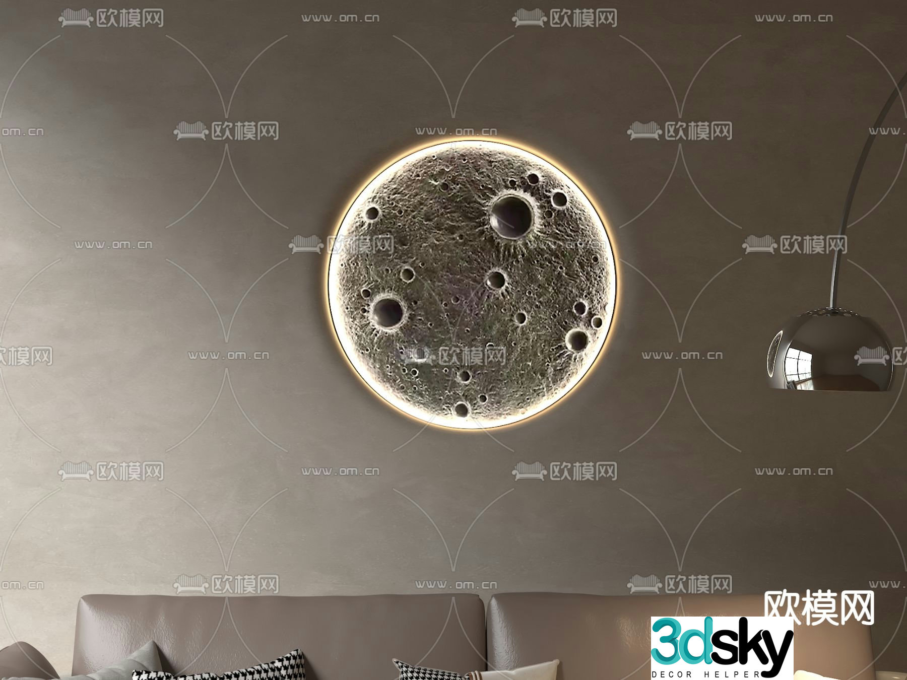 Modern moon lamp moon wall lamp 3d model