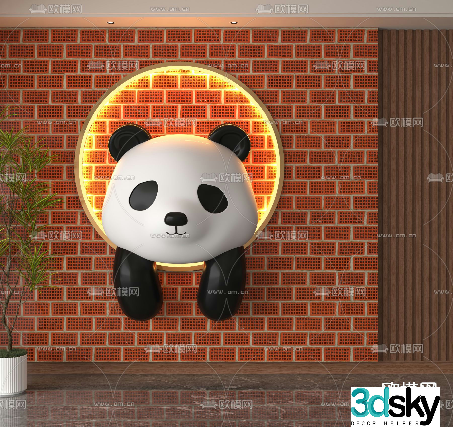 Giant Panda Background Wall Modeling Wall 3D Modeling