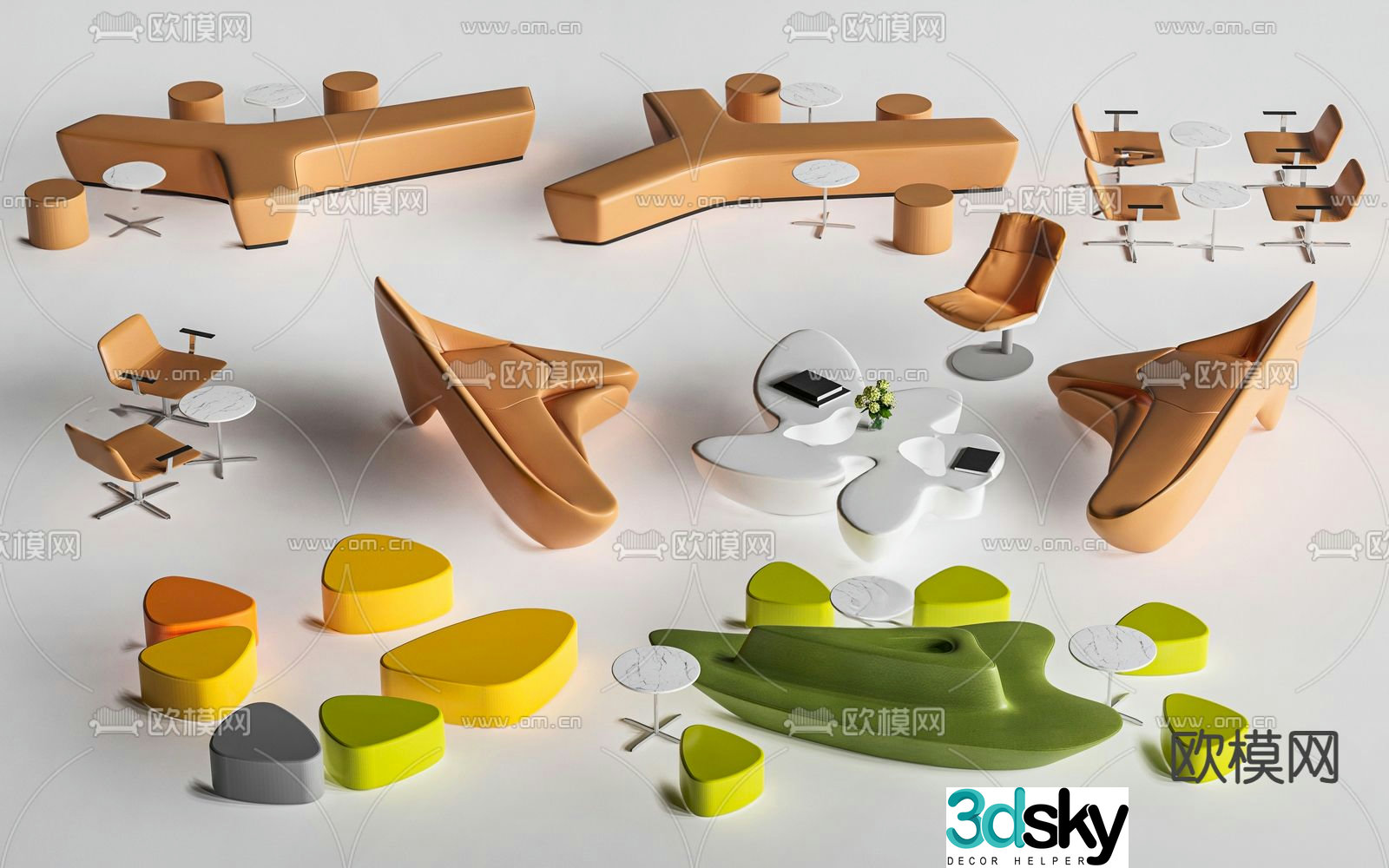 Office sofa lobby sofa 3d model