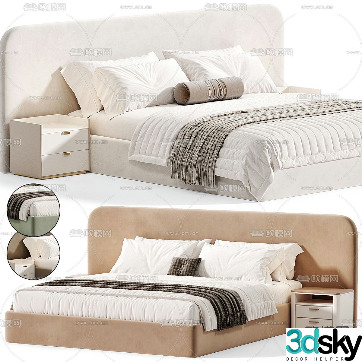Modern double bed 3d model