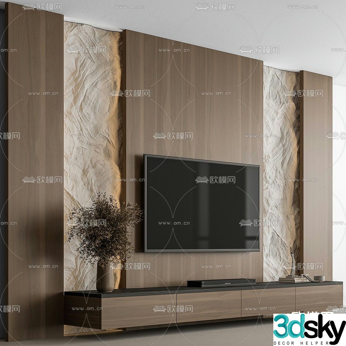 3d model of TV background wall
