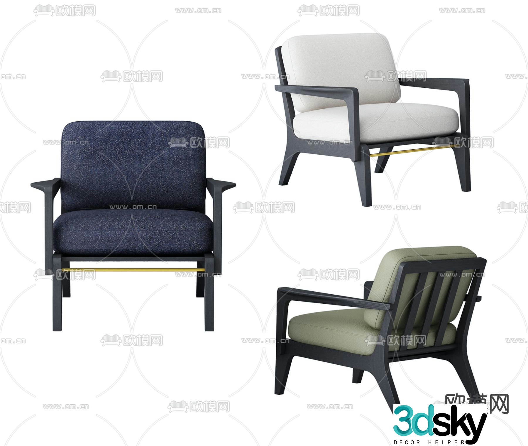 New Chinese style leisure chair 3d model