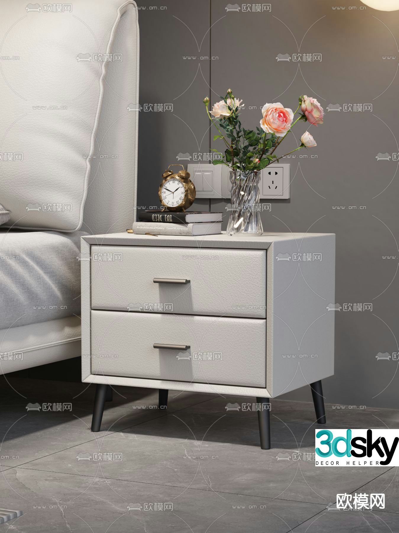 Cream style bedside table 3d model