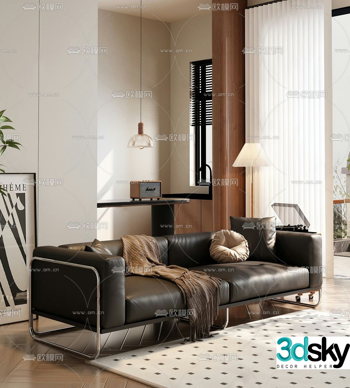 Medieval style double sofa 3d model