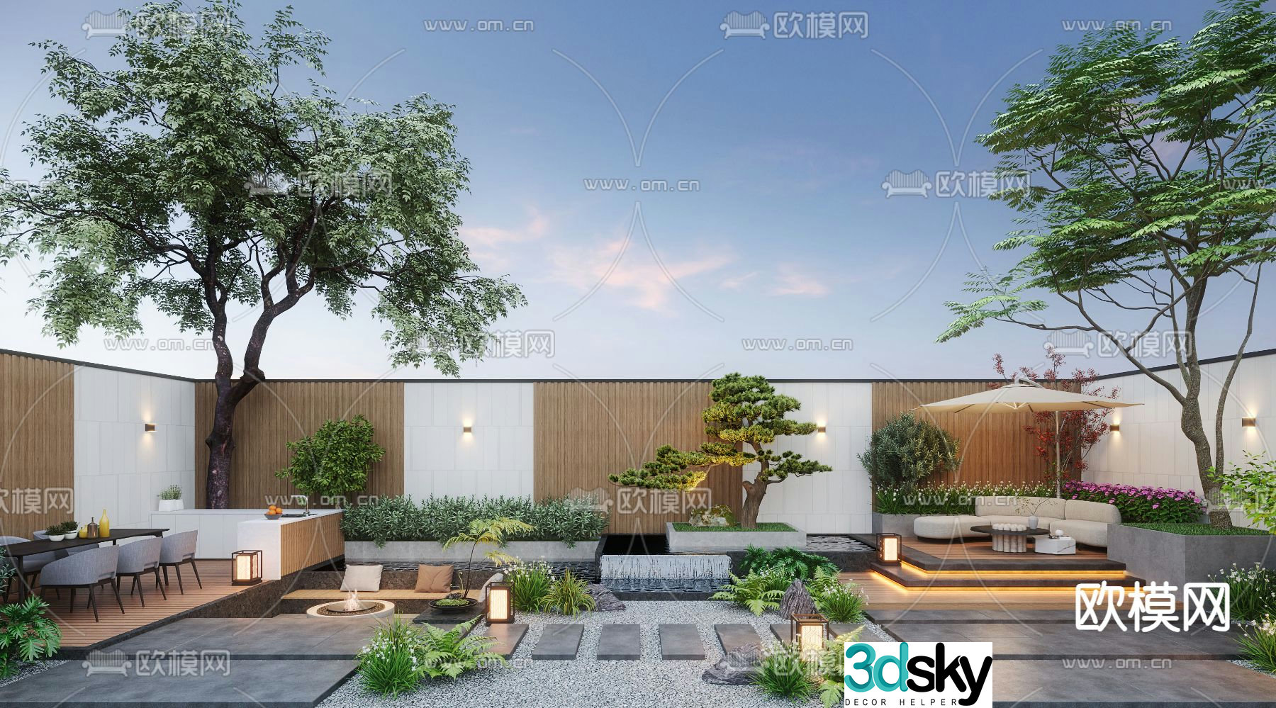 Courtyard landscape leisure courtyard 3d model