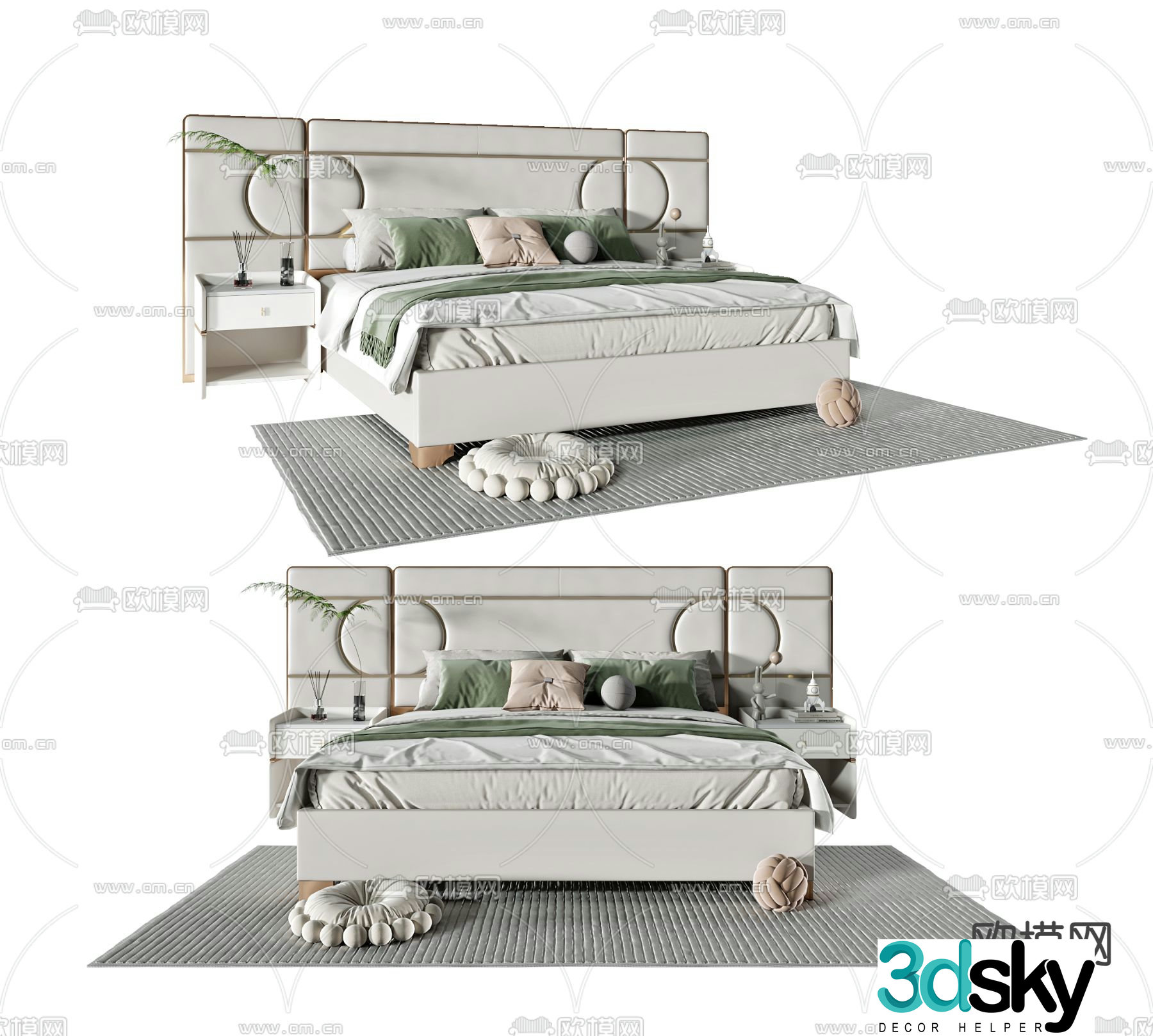 Modern double bed 3d model