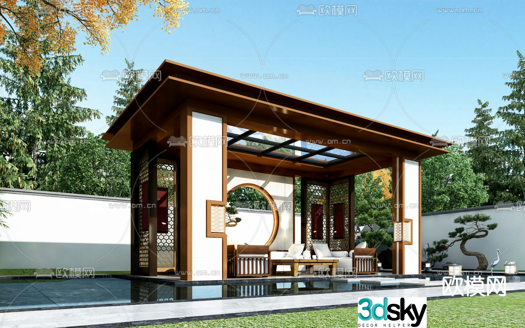 Courtyard landscape pavilion pavilion 3d model