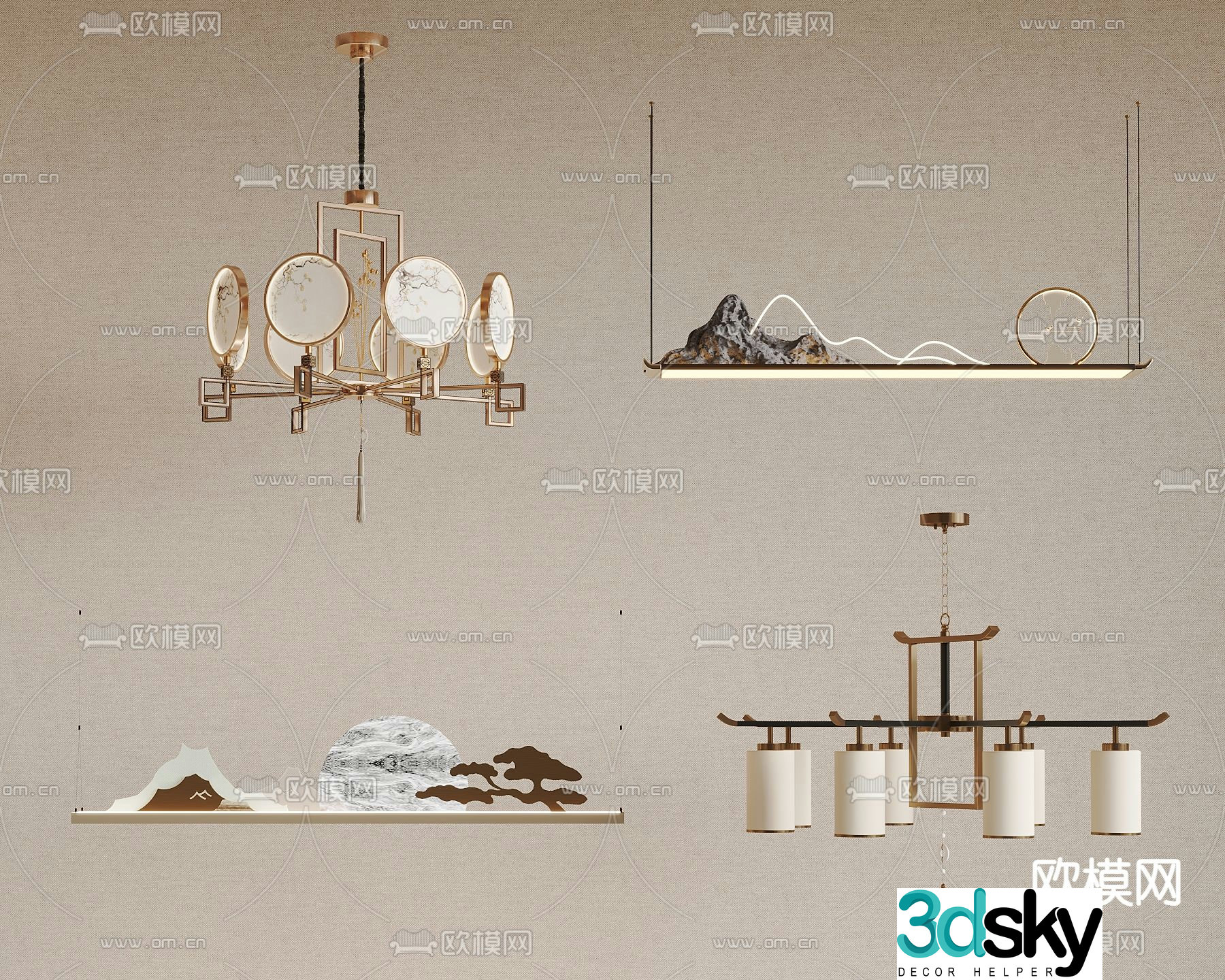 New Chinese chandelier 3D model