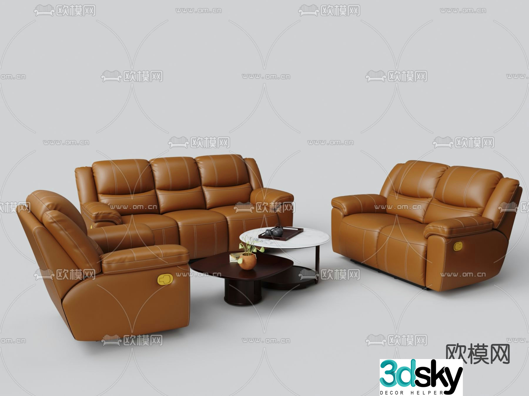 Office sofa leather sofa 3d model