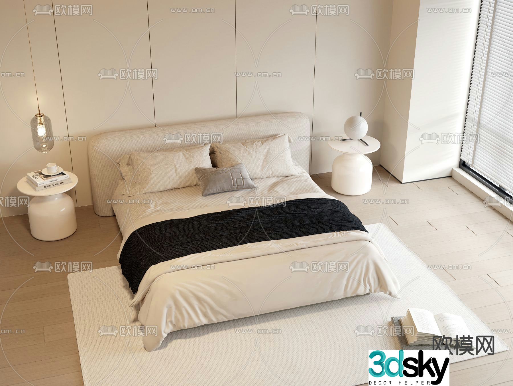 Modern double bed 3d model