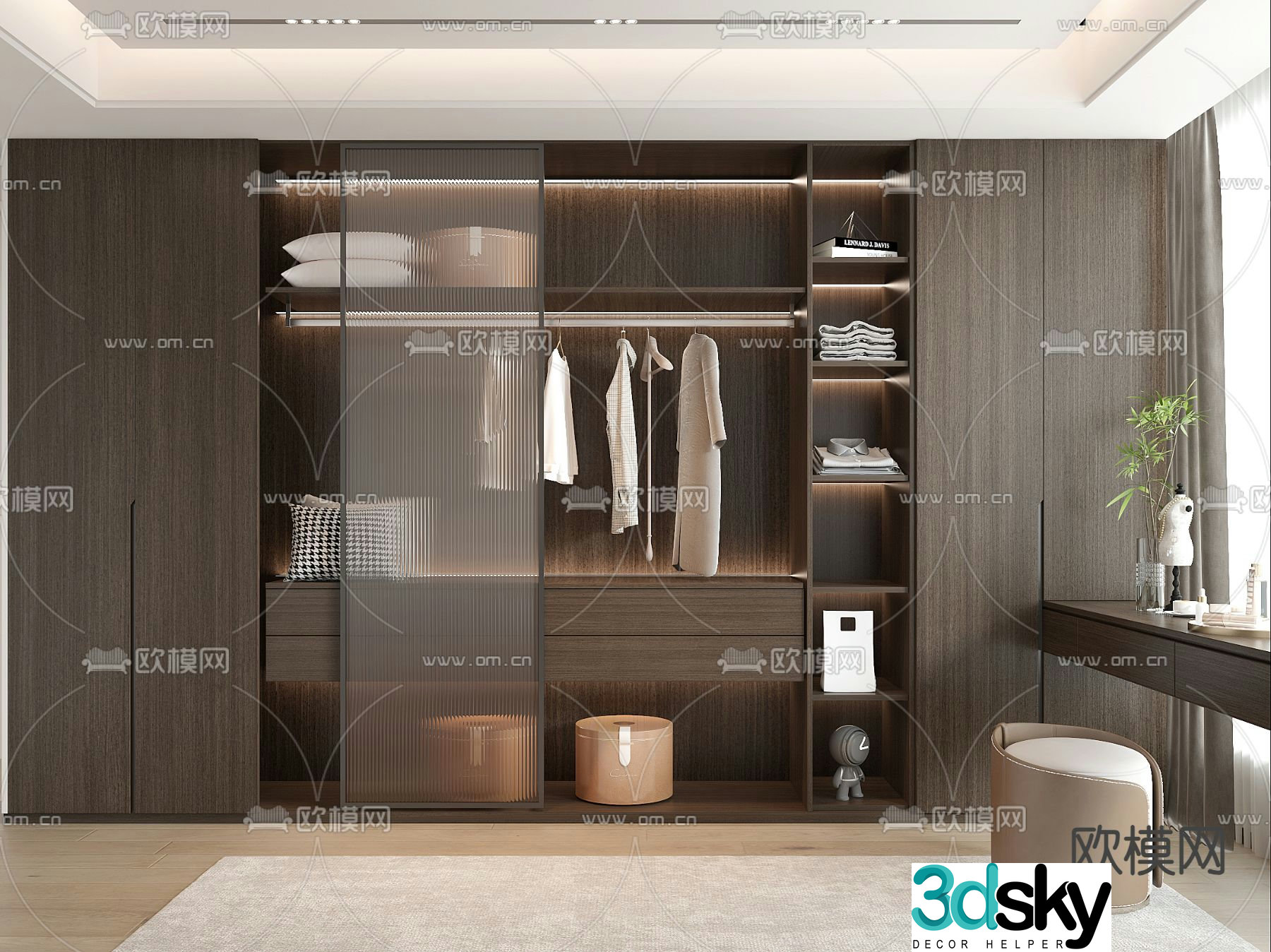 Modern wardrobe dressing table 3d model