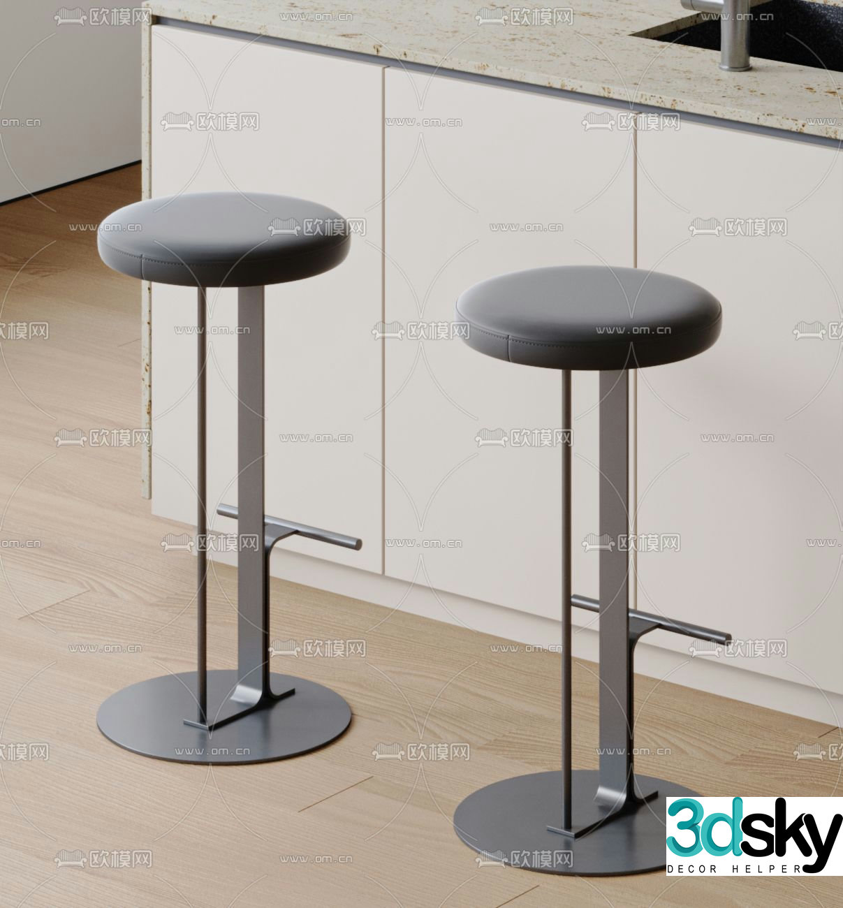 Modern bar stool bar stool high stool 3d model