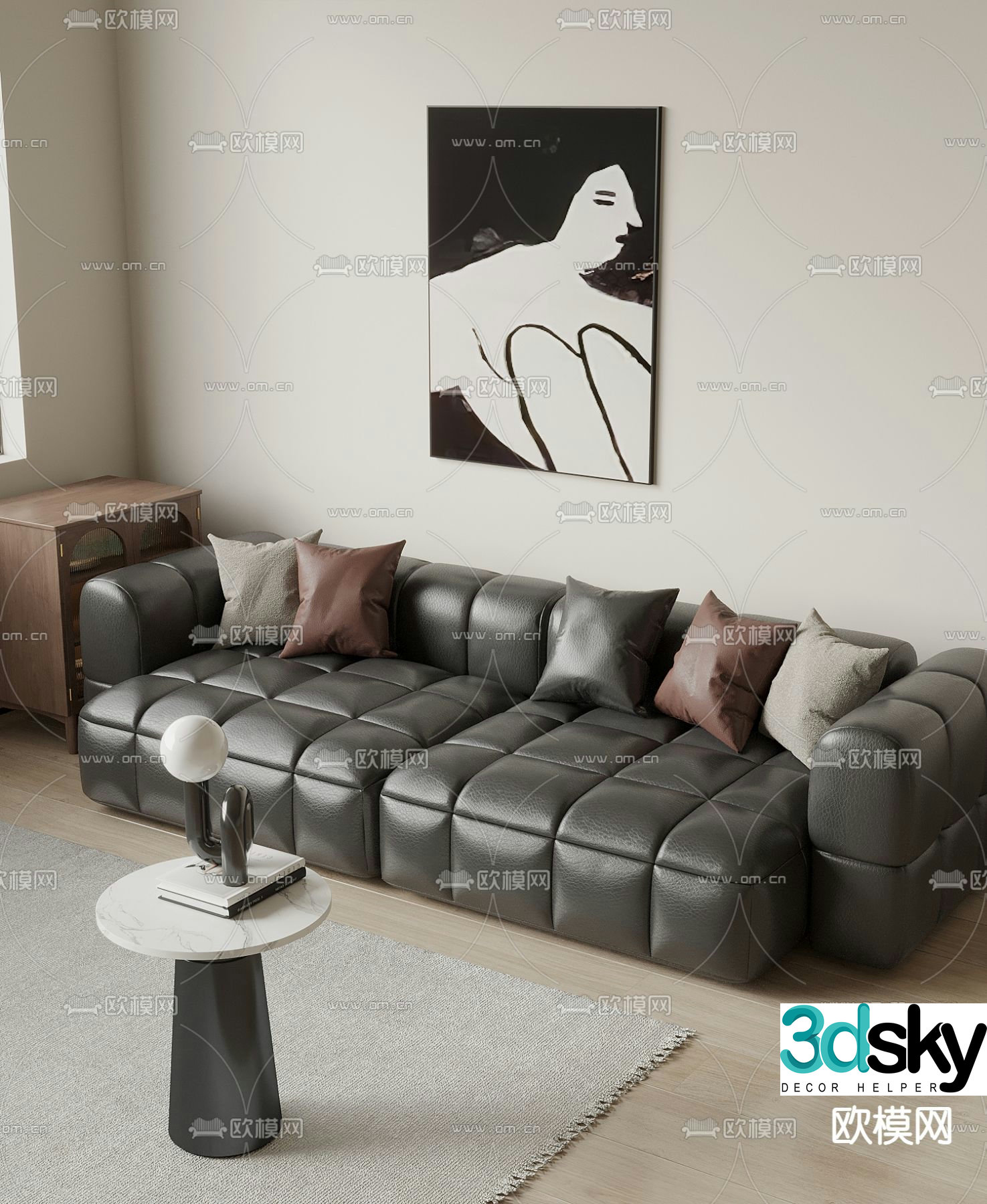 leather sofa loveseat 3d model