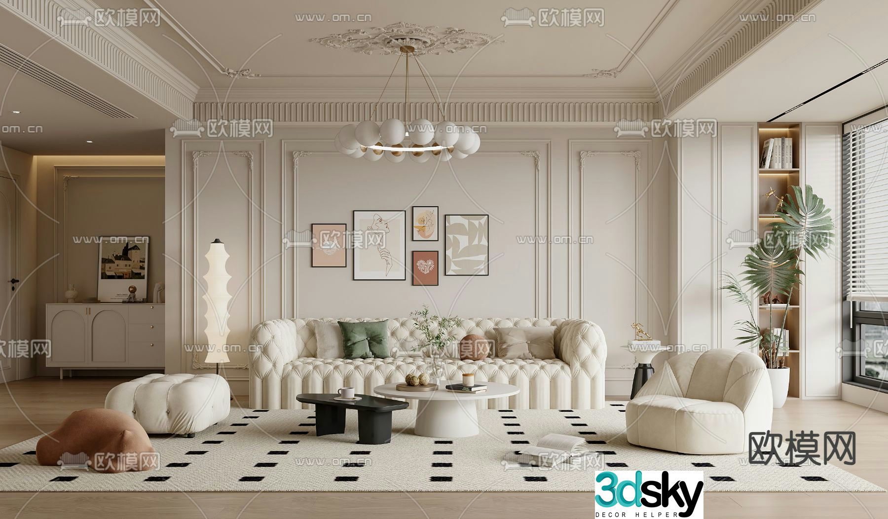 French living room 3d model