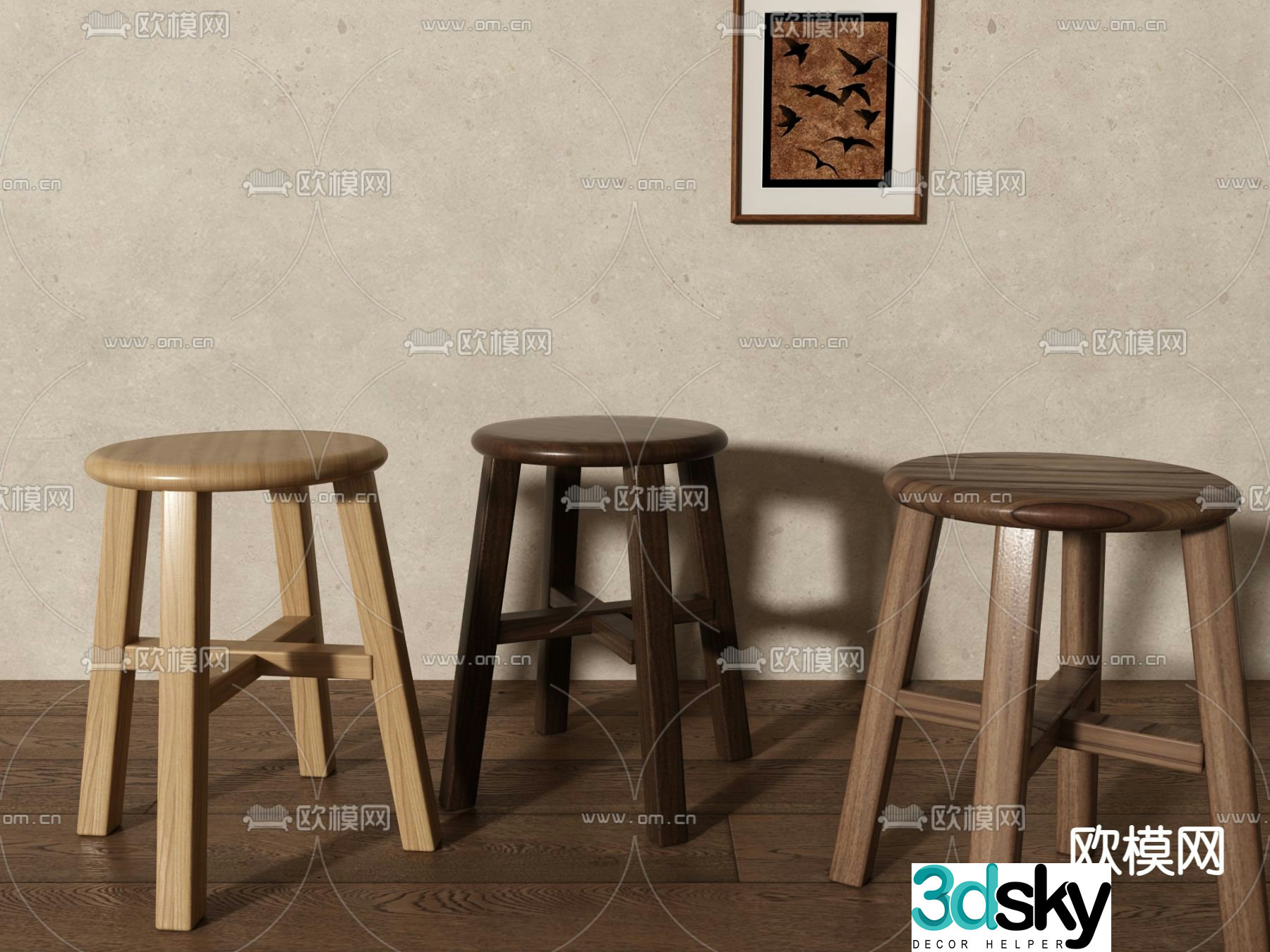 Stool round stool 3d model