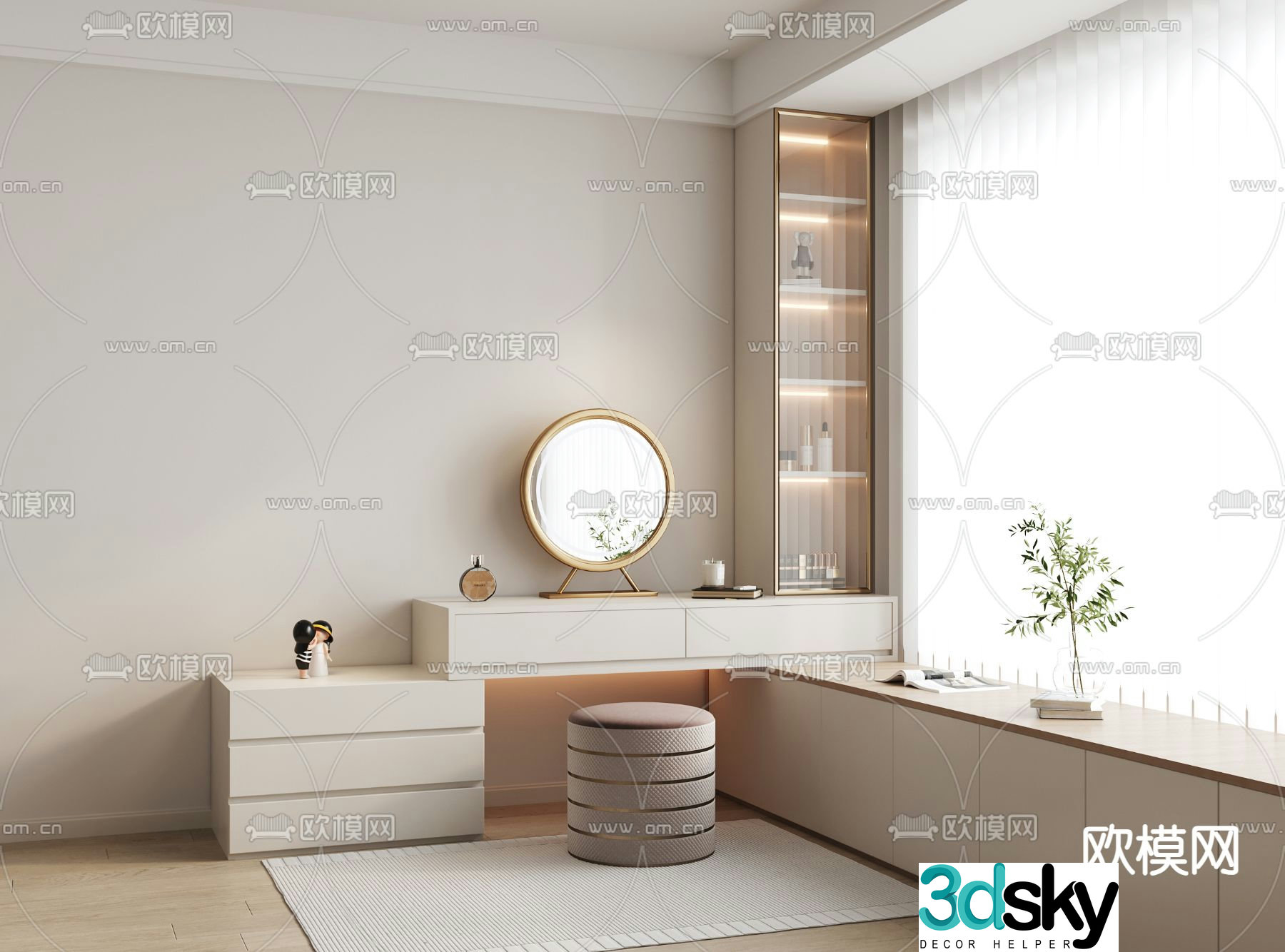 Cream style dresser 3d model