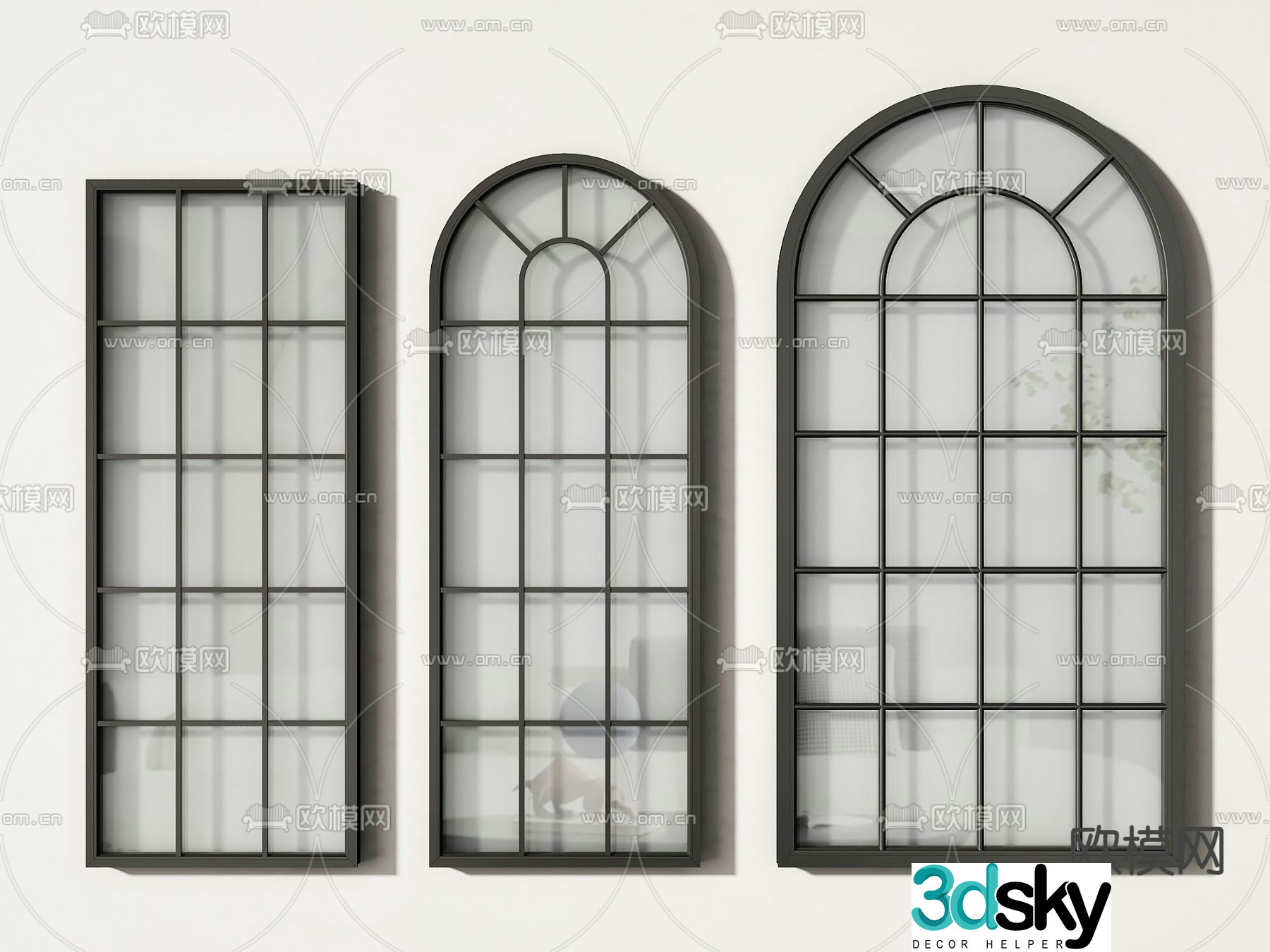 Simple European window casement window floor-to-ceiling window 3D model