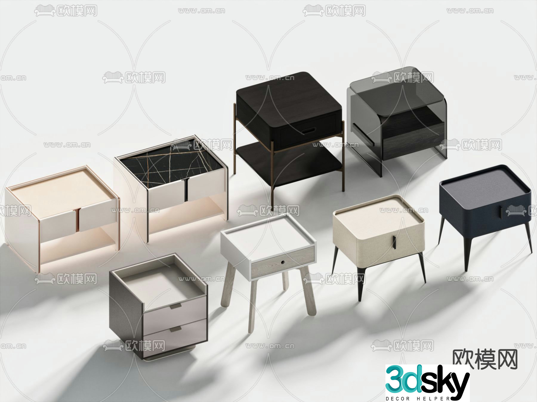 Modern bedside table 3d model