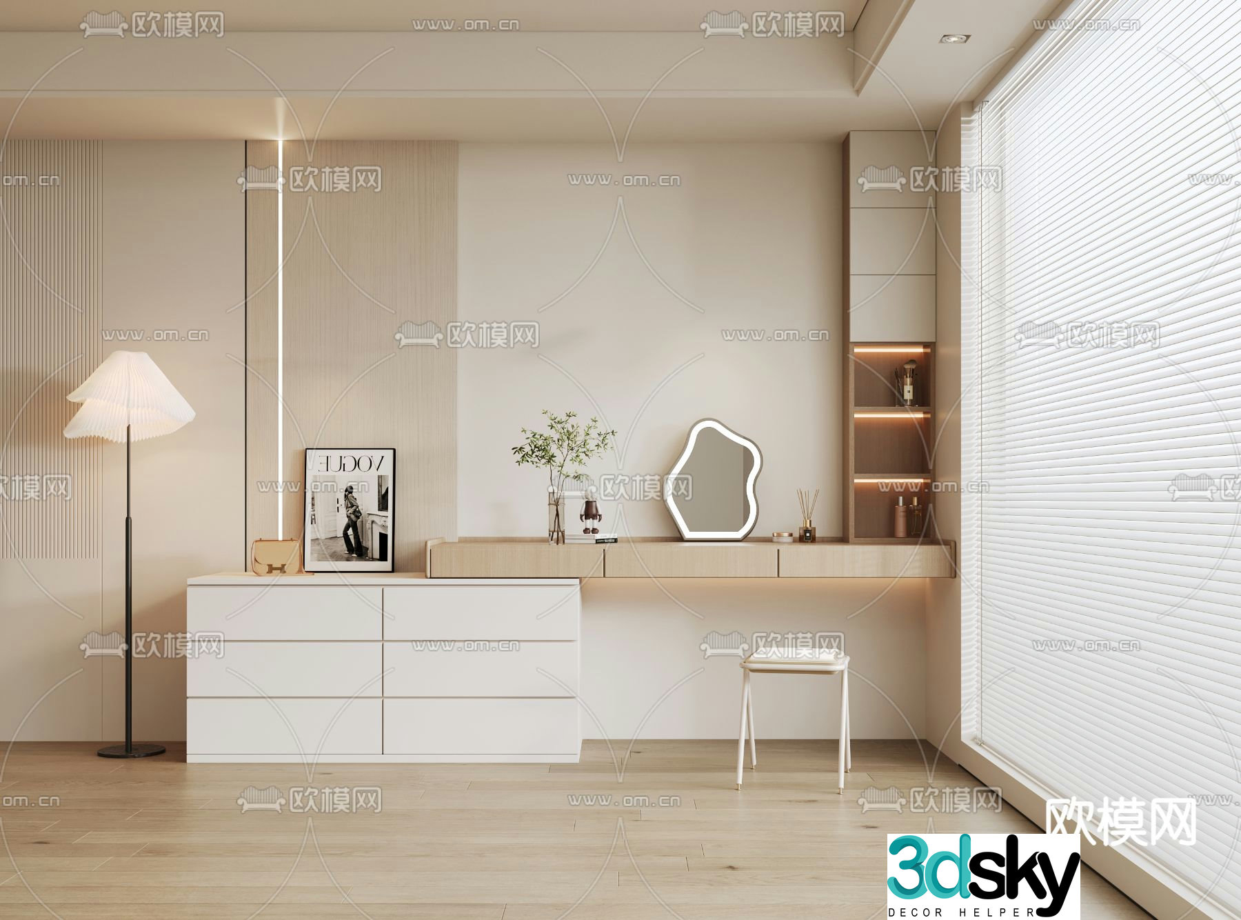 Cream style dresser 3d model
