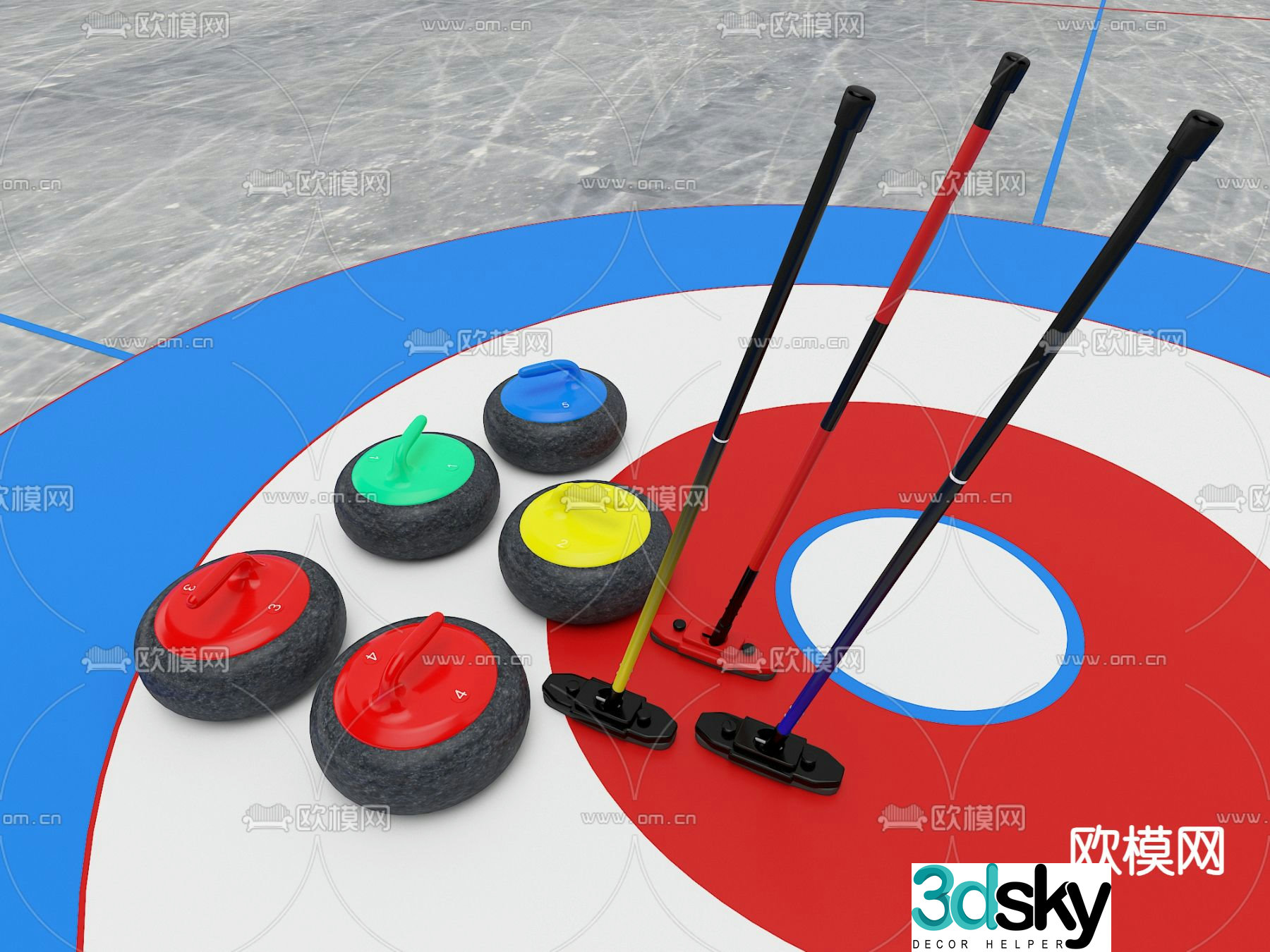 Curling sports equipment 3d model