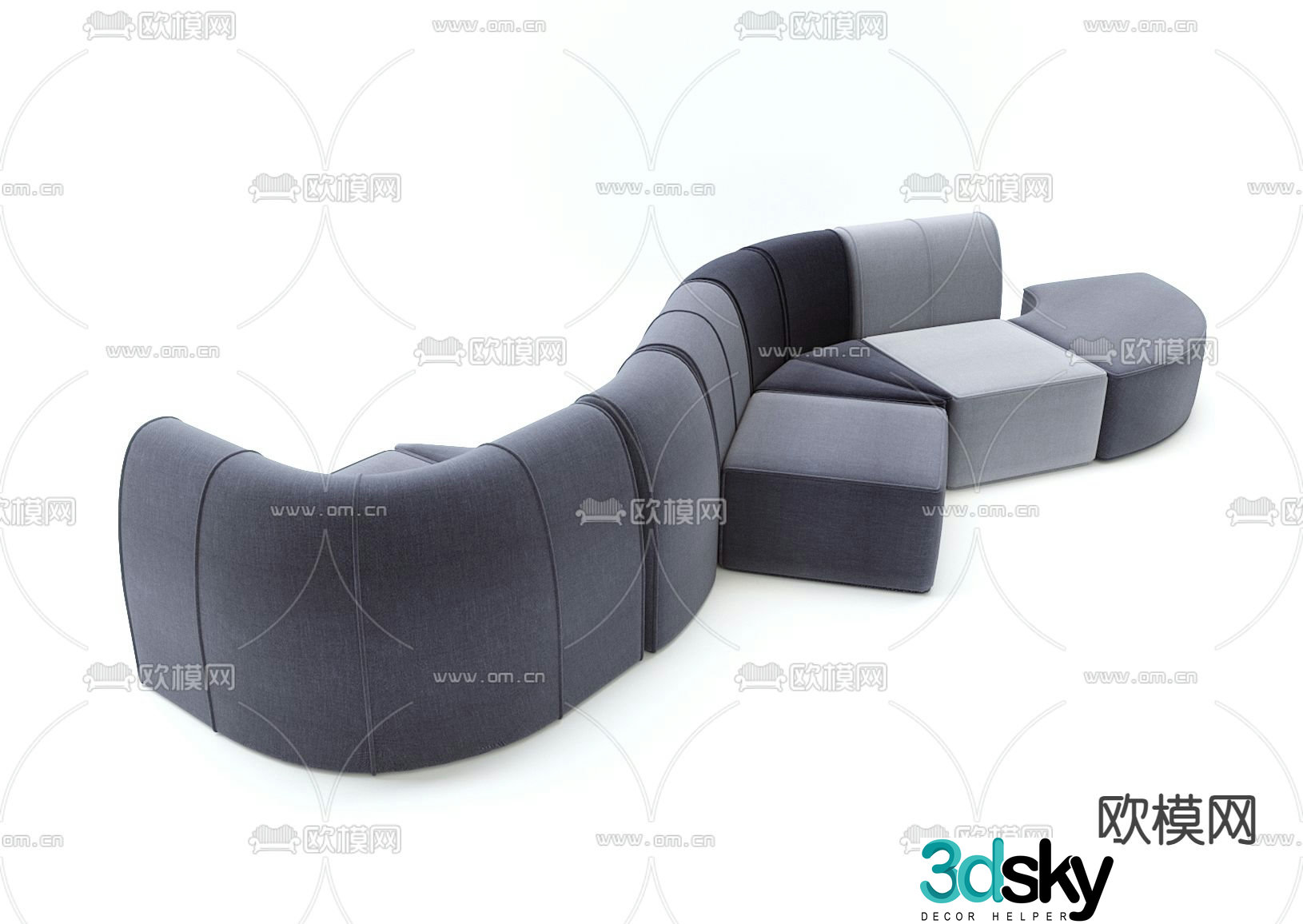 Special shaped sofa curved sofa 3d model