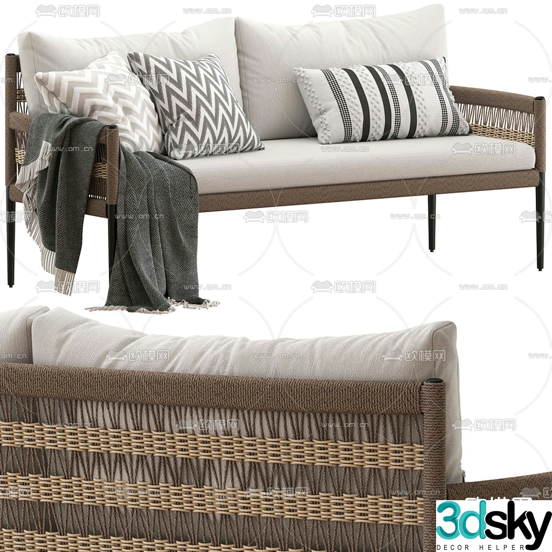 Coco Republic Elliss outdoor sofa 3d model