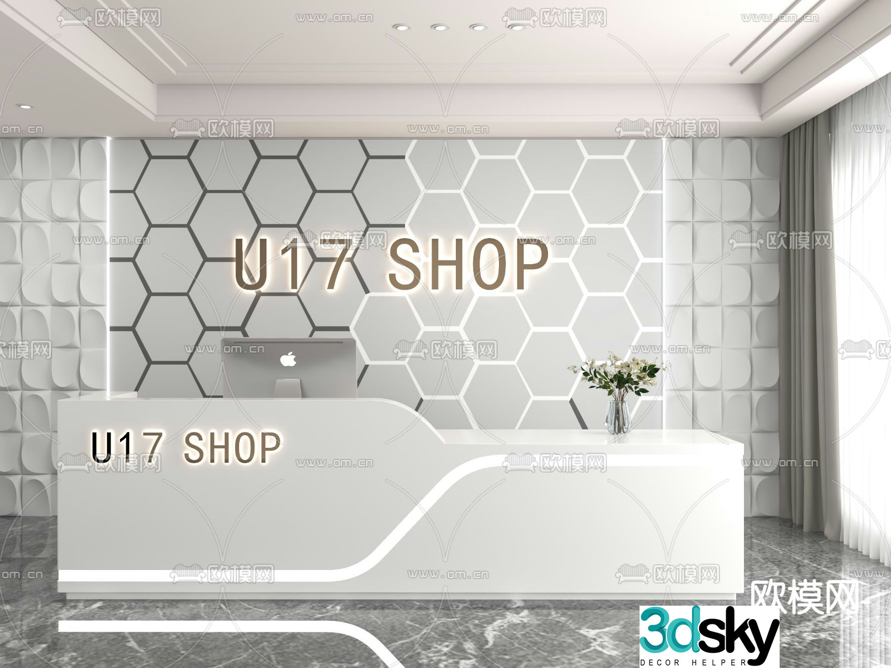Front desk service desk reception desk 3d model