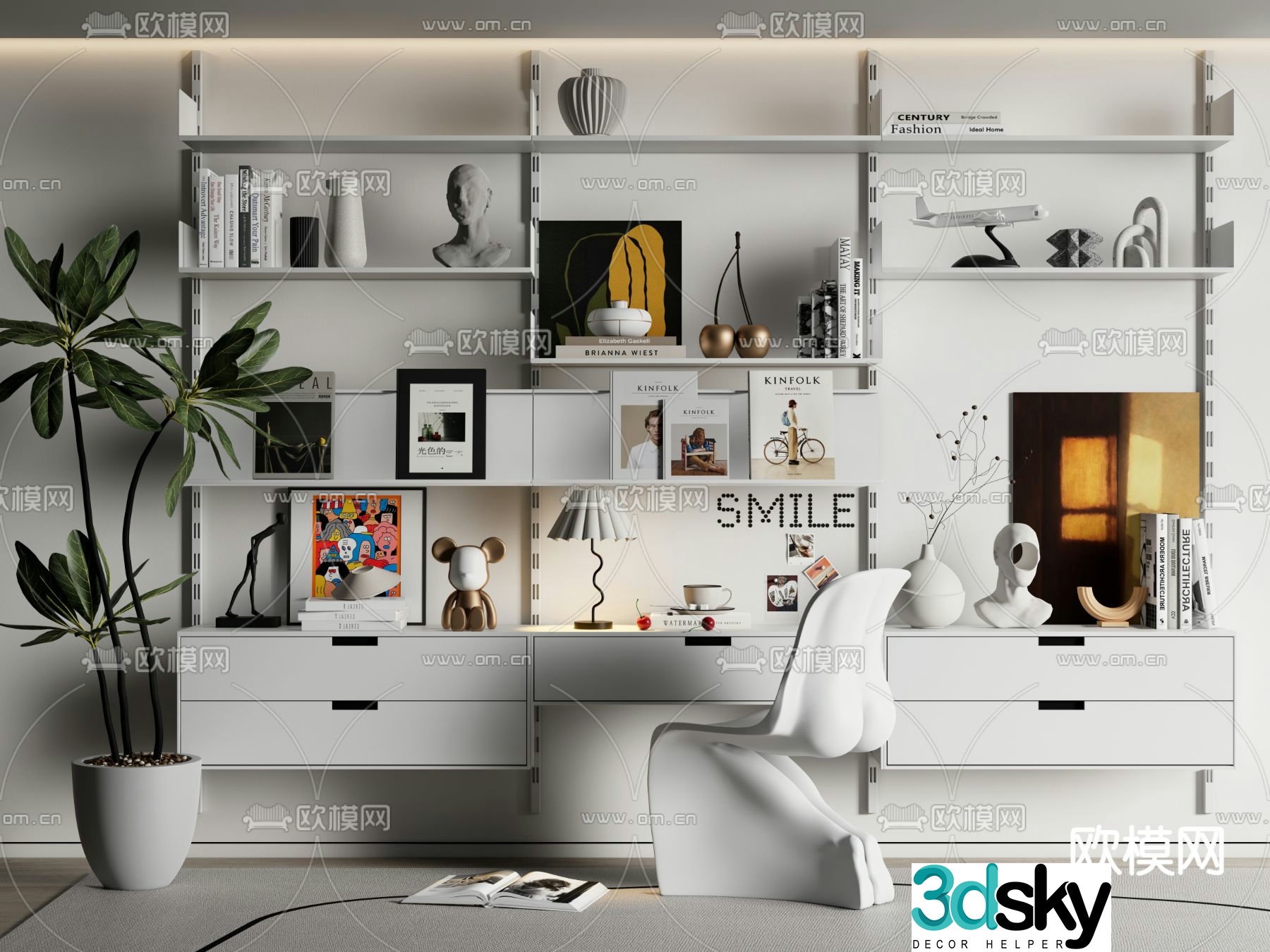 bookshelf storage rack display rack 3d model