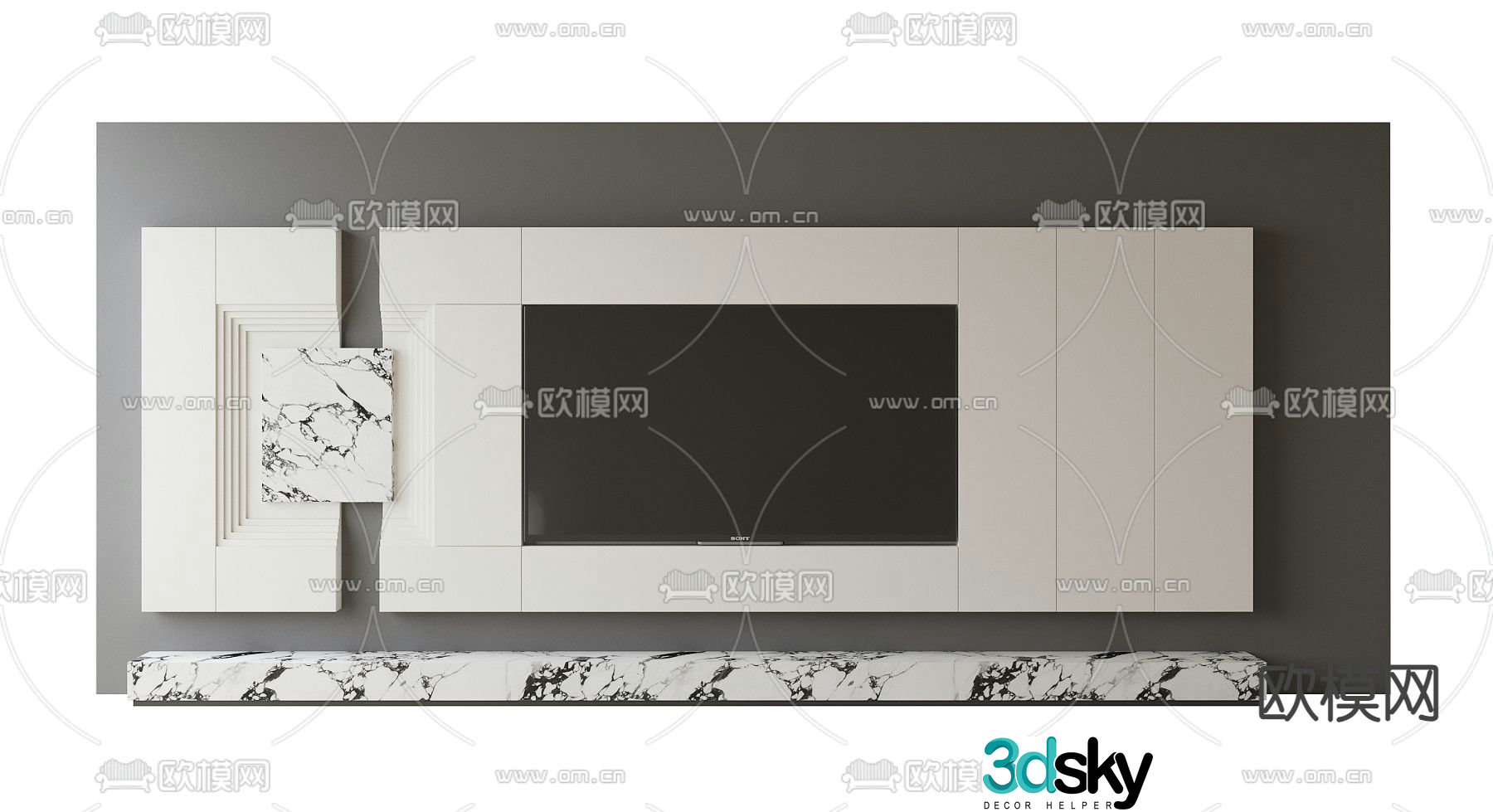 3d model of TV background wall
