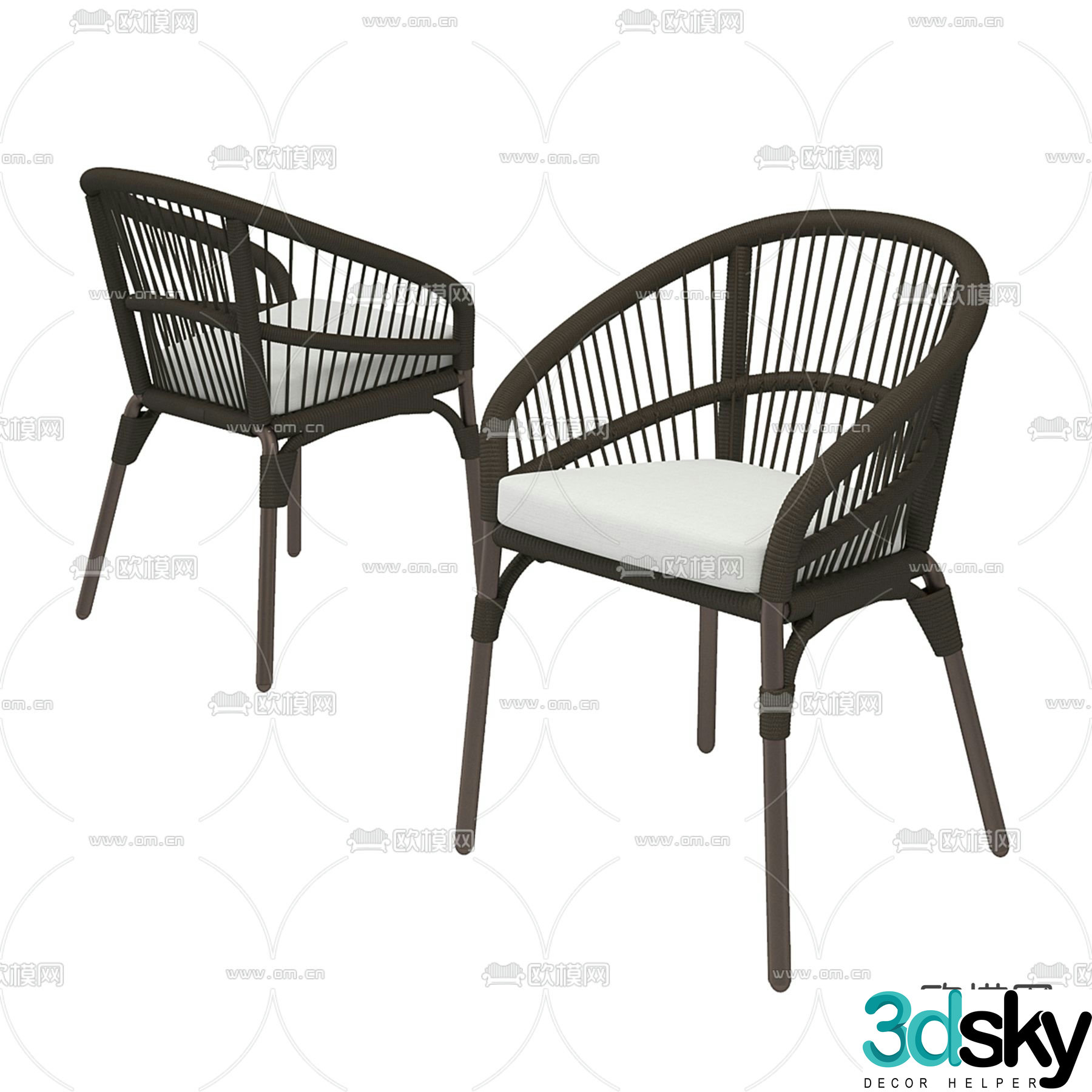 Outdoor chair rattan chair 3d model