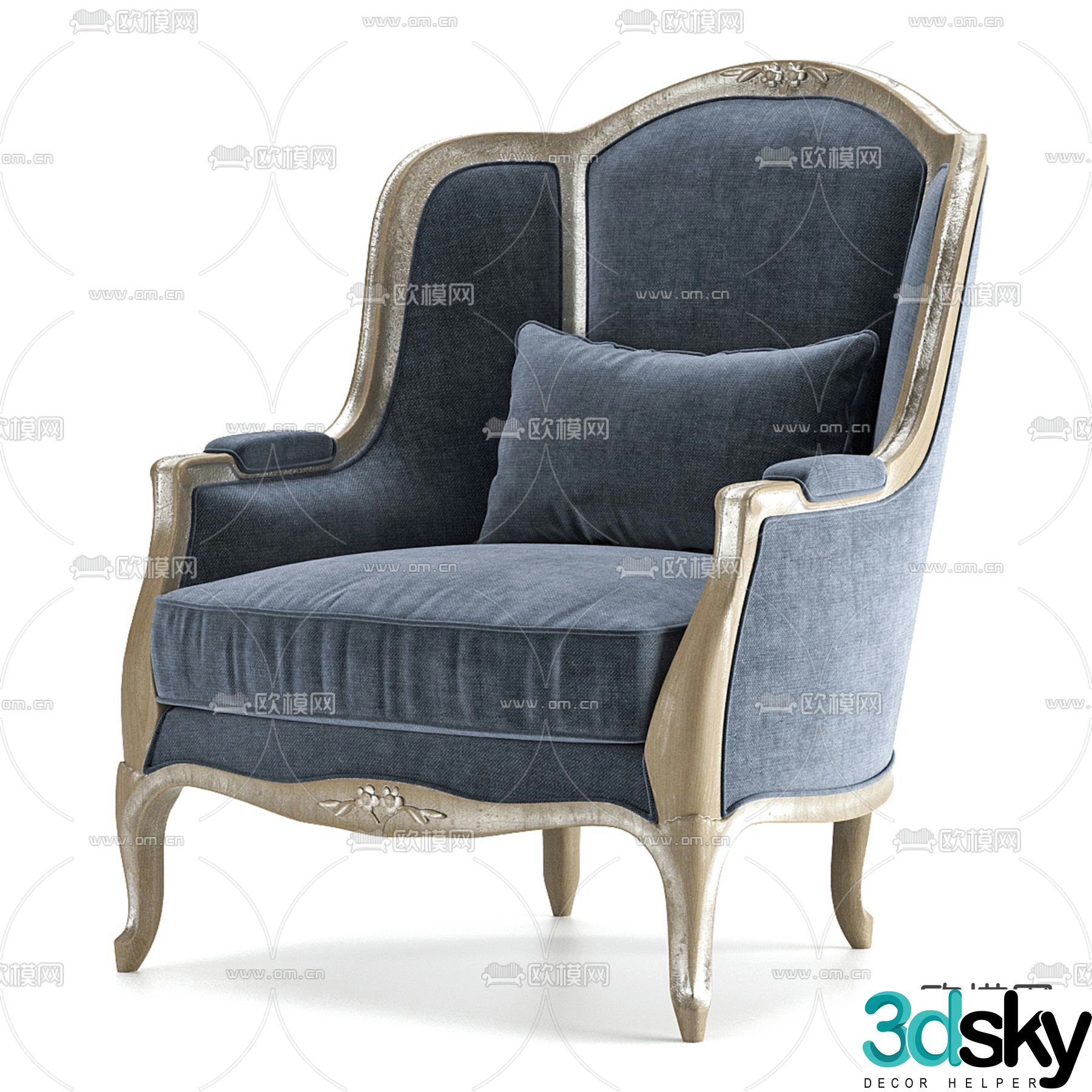 European style leisure chair 3d model
