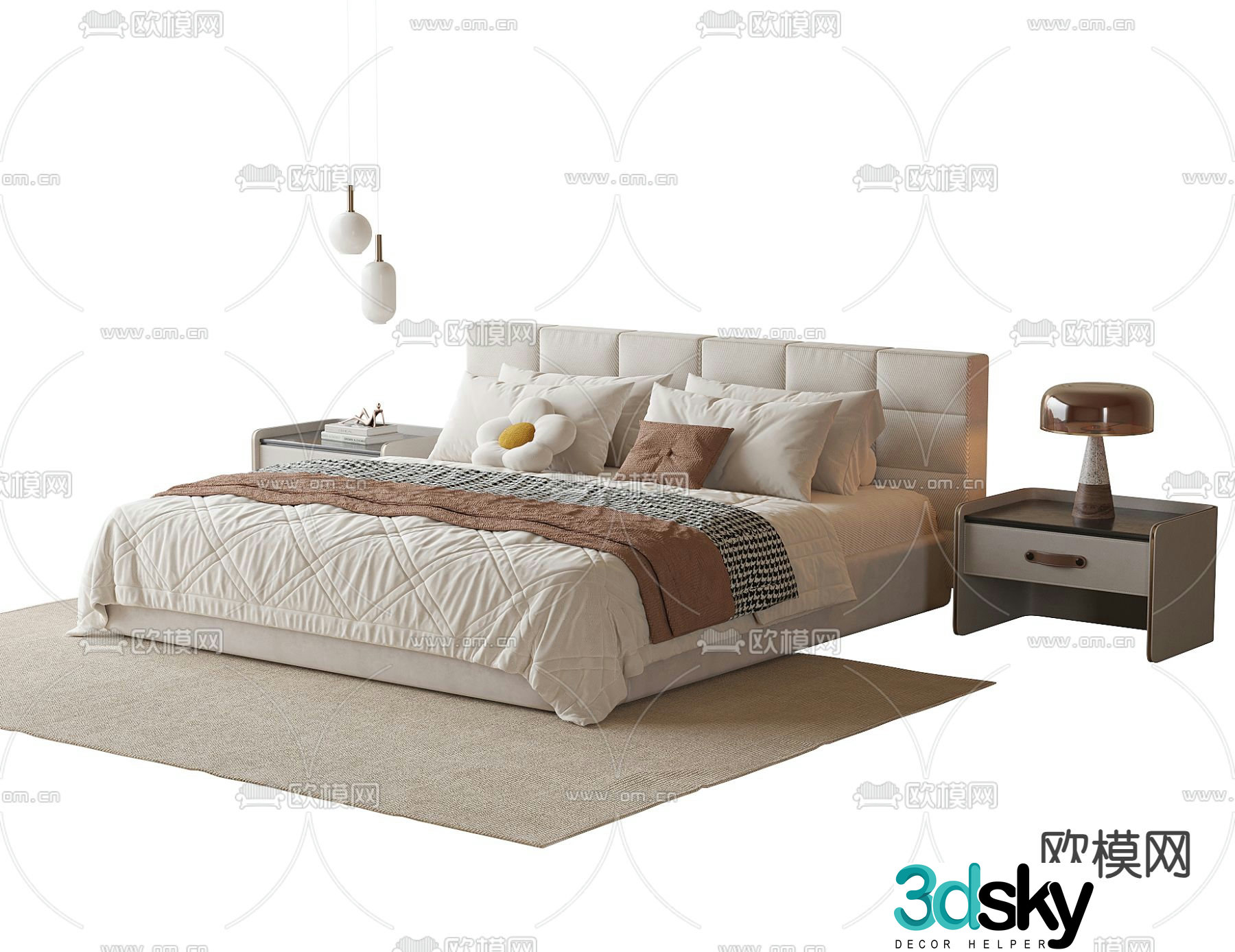 Modern double bed 3d model