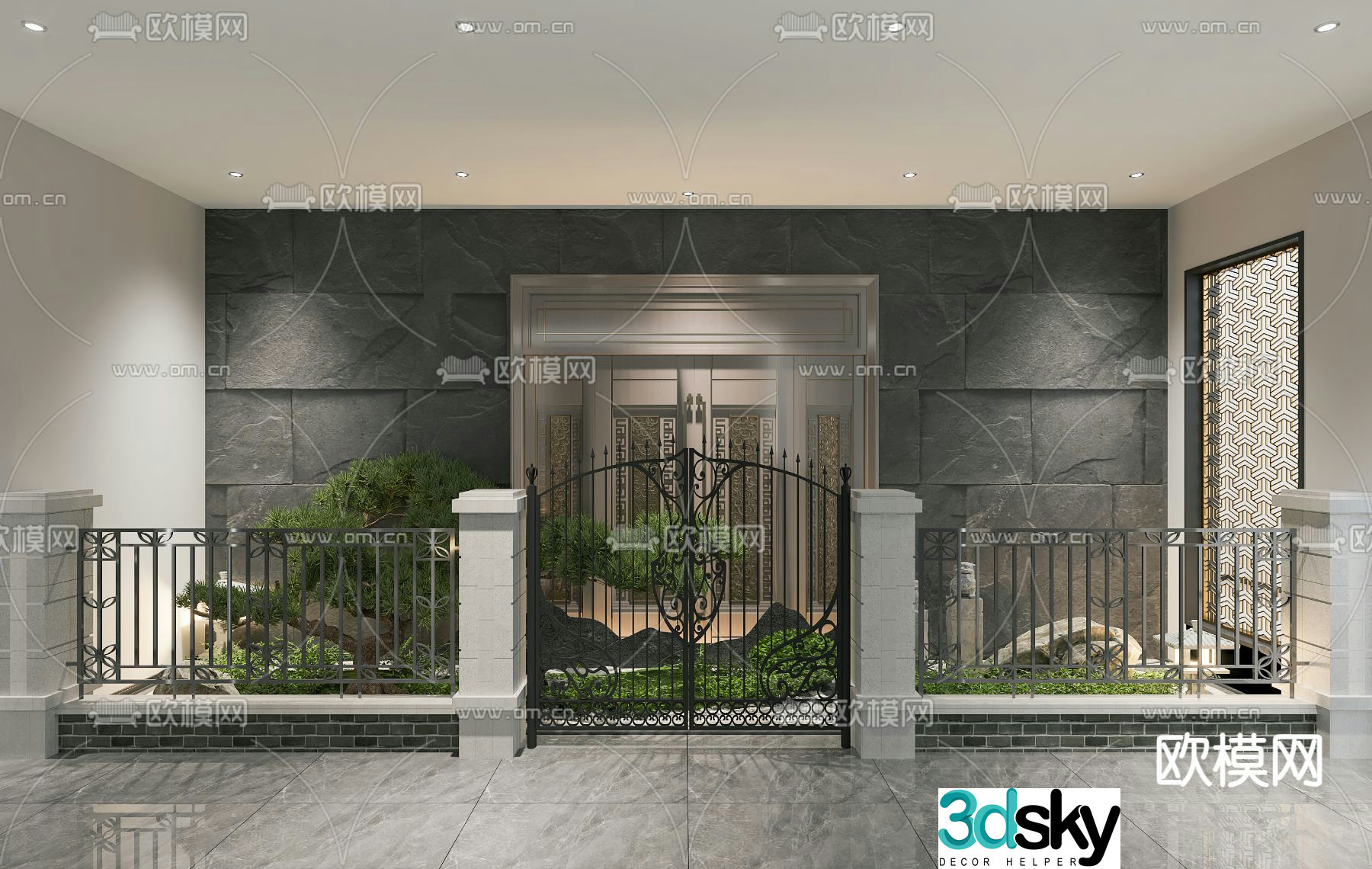 Modern courtyard landscape 3d model