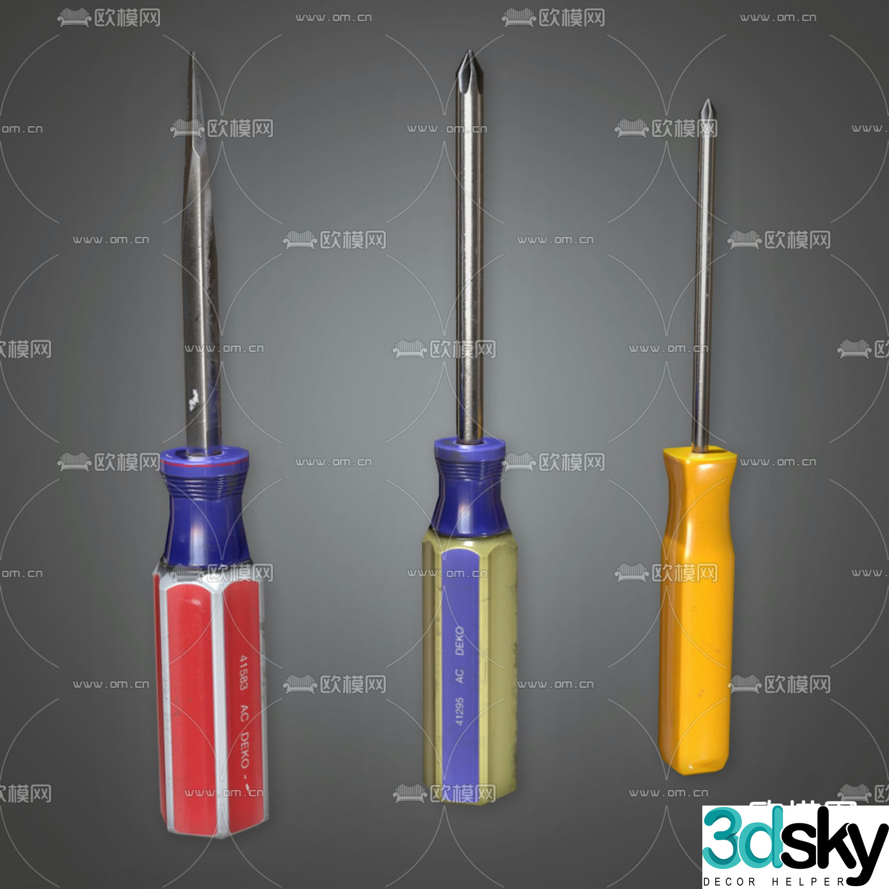 Industrial style screwdriver 3d model