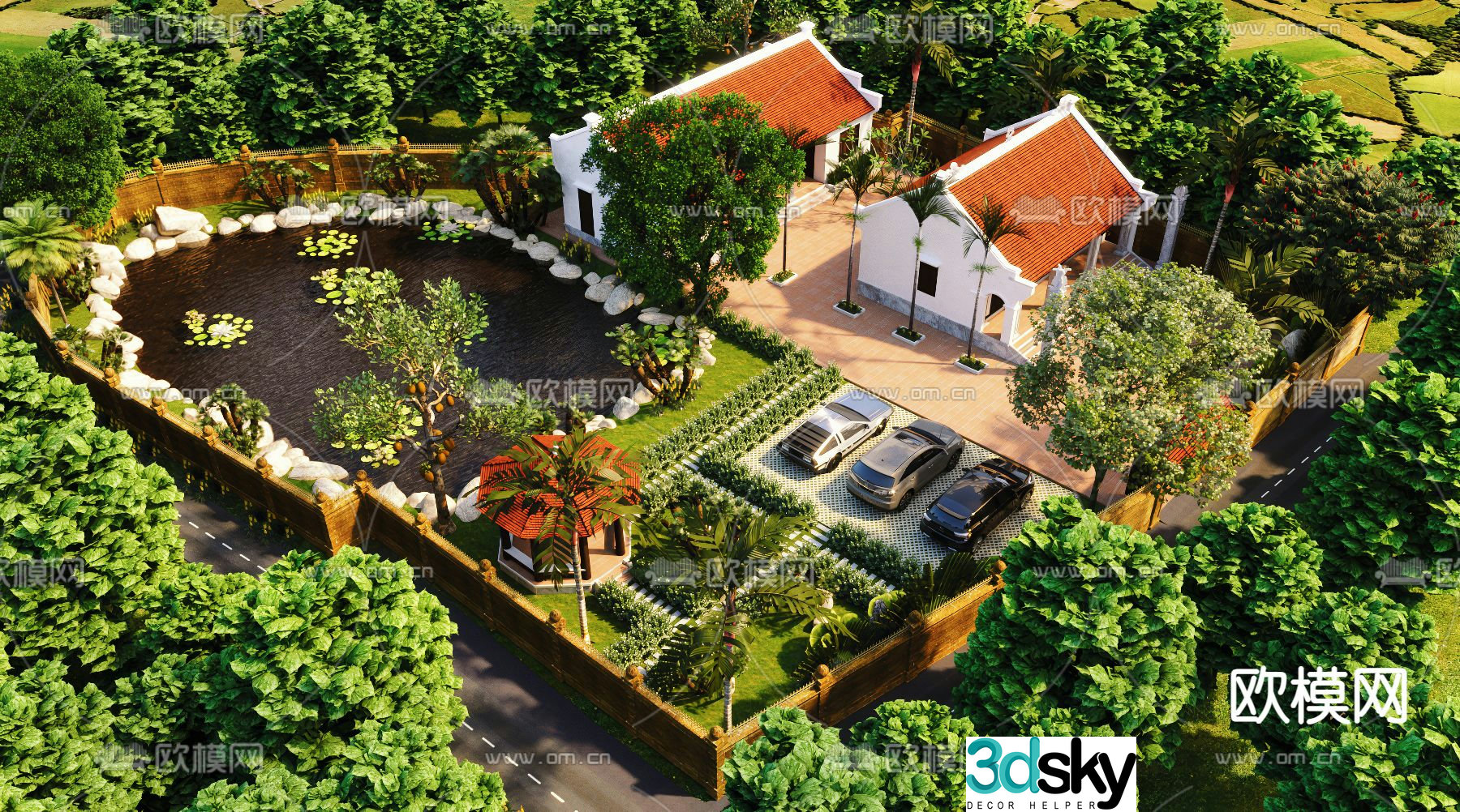 New Chinese style farmhouse landscape 3D model