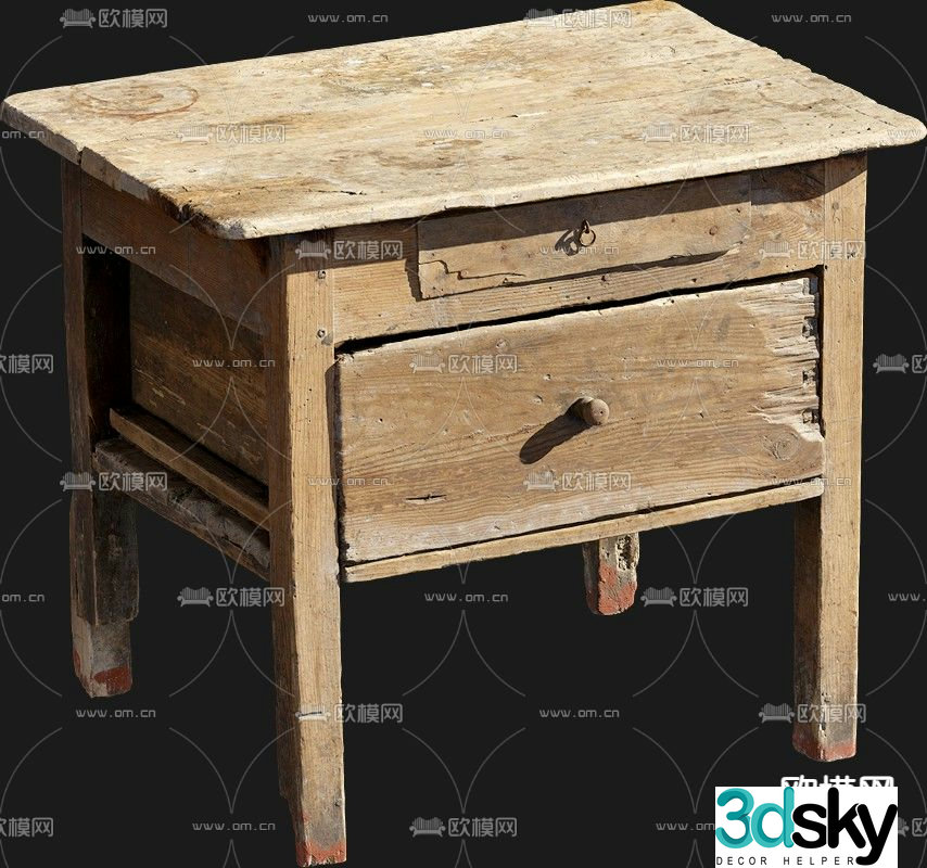 Old bedside table 3d model