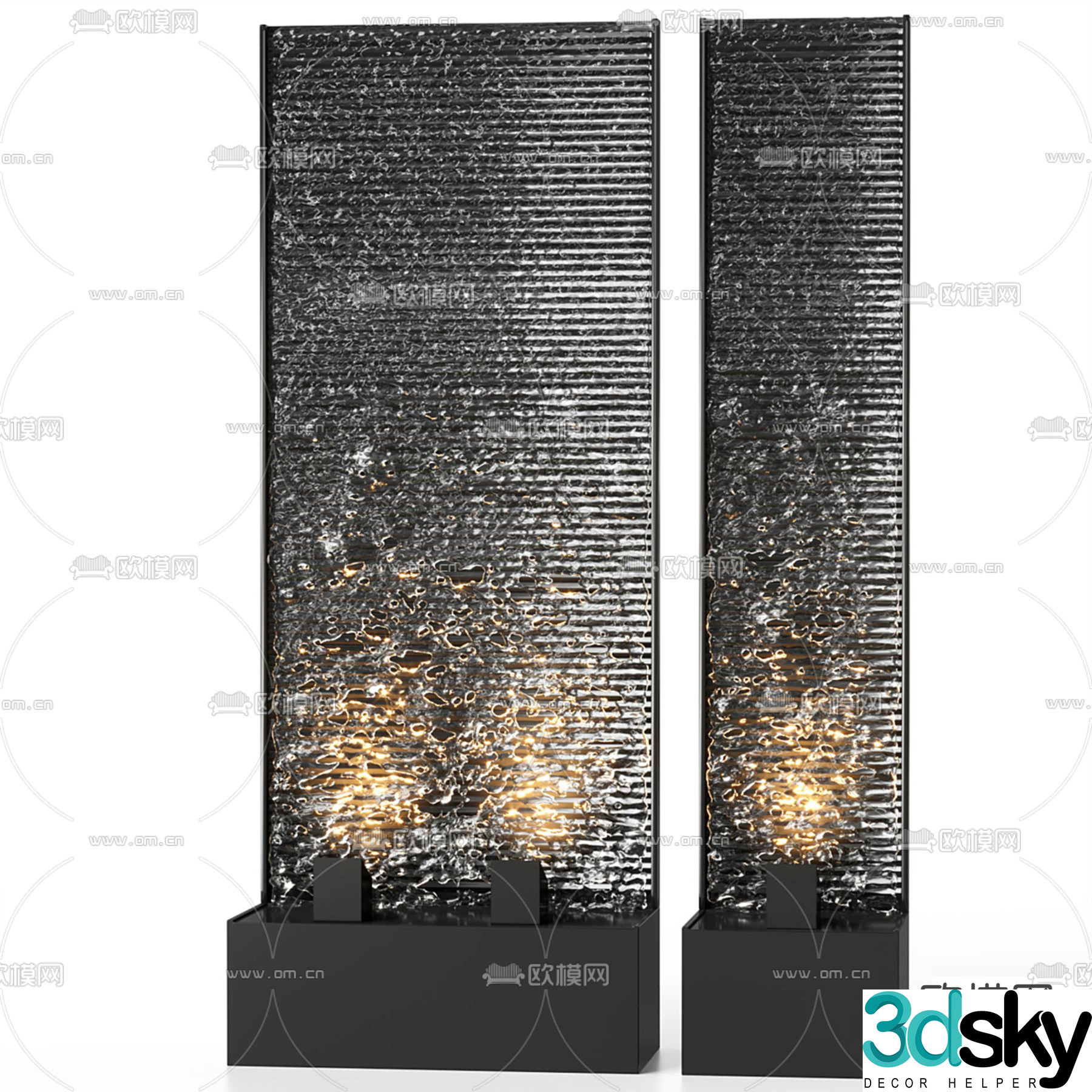 Water wall landscape sketch 3d model
