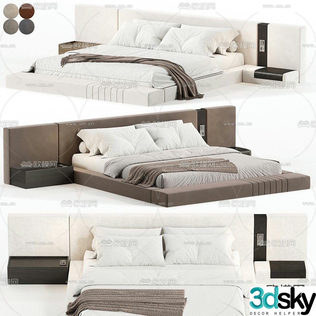 Modern double bed 3d model