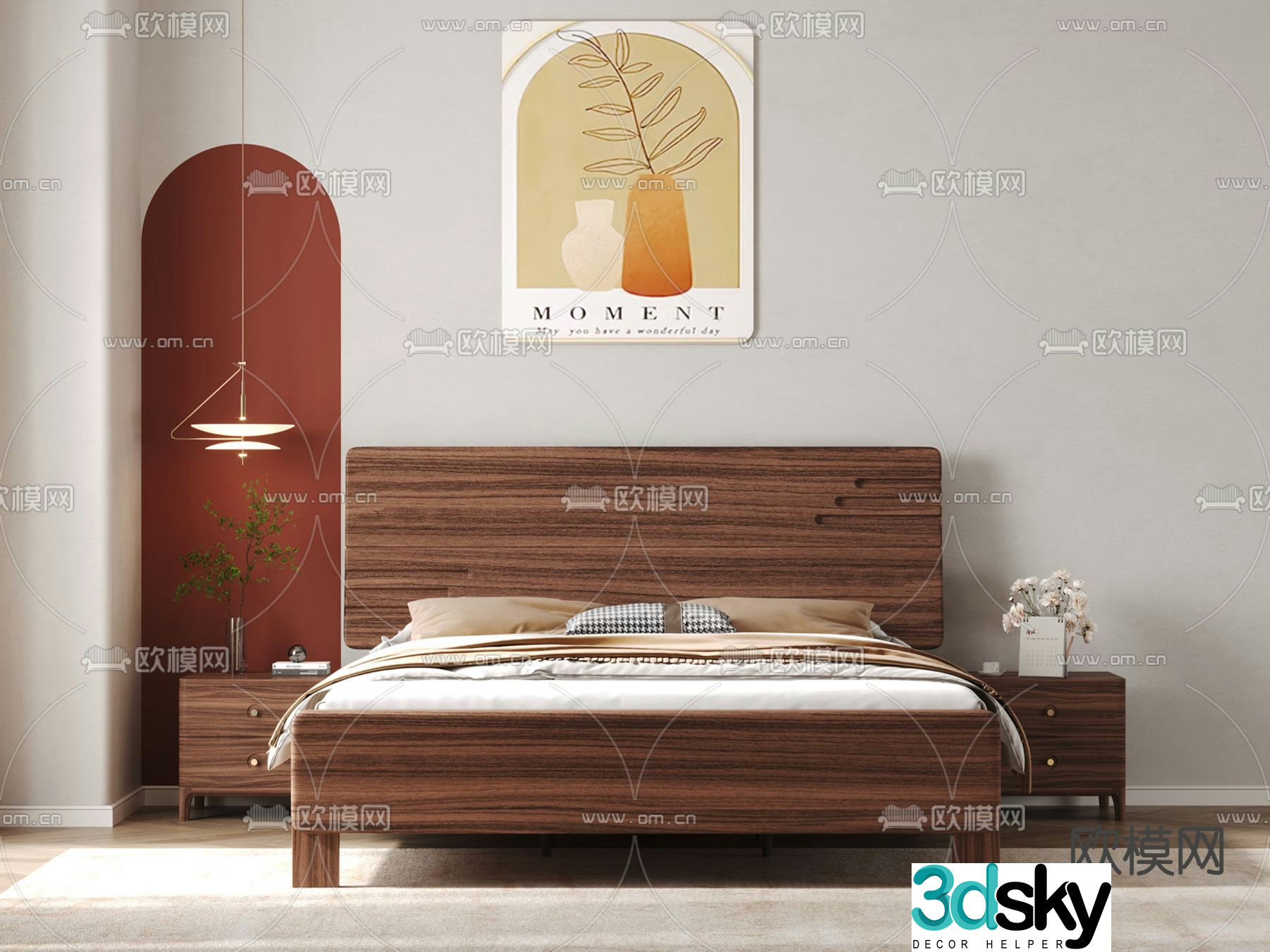 Wabi-sabi double bed 3d model