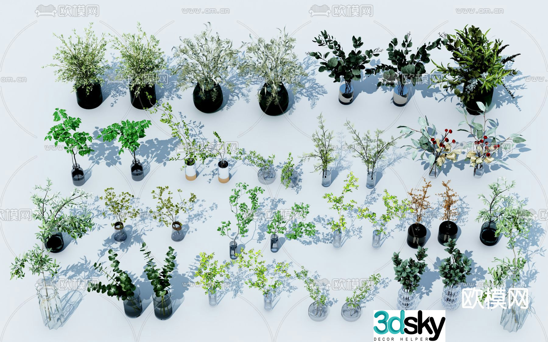 Modern potted plants 3d model
