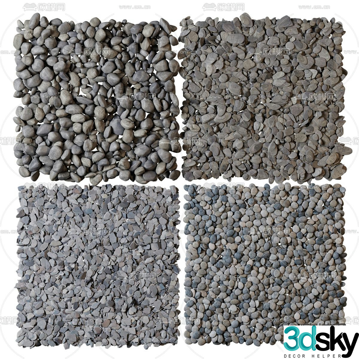 Pebbles gravel gravel small stones 3d model