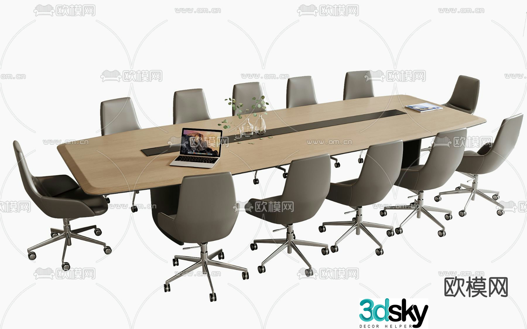 Modern conference room tables and chairs 3d model