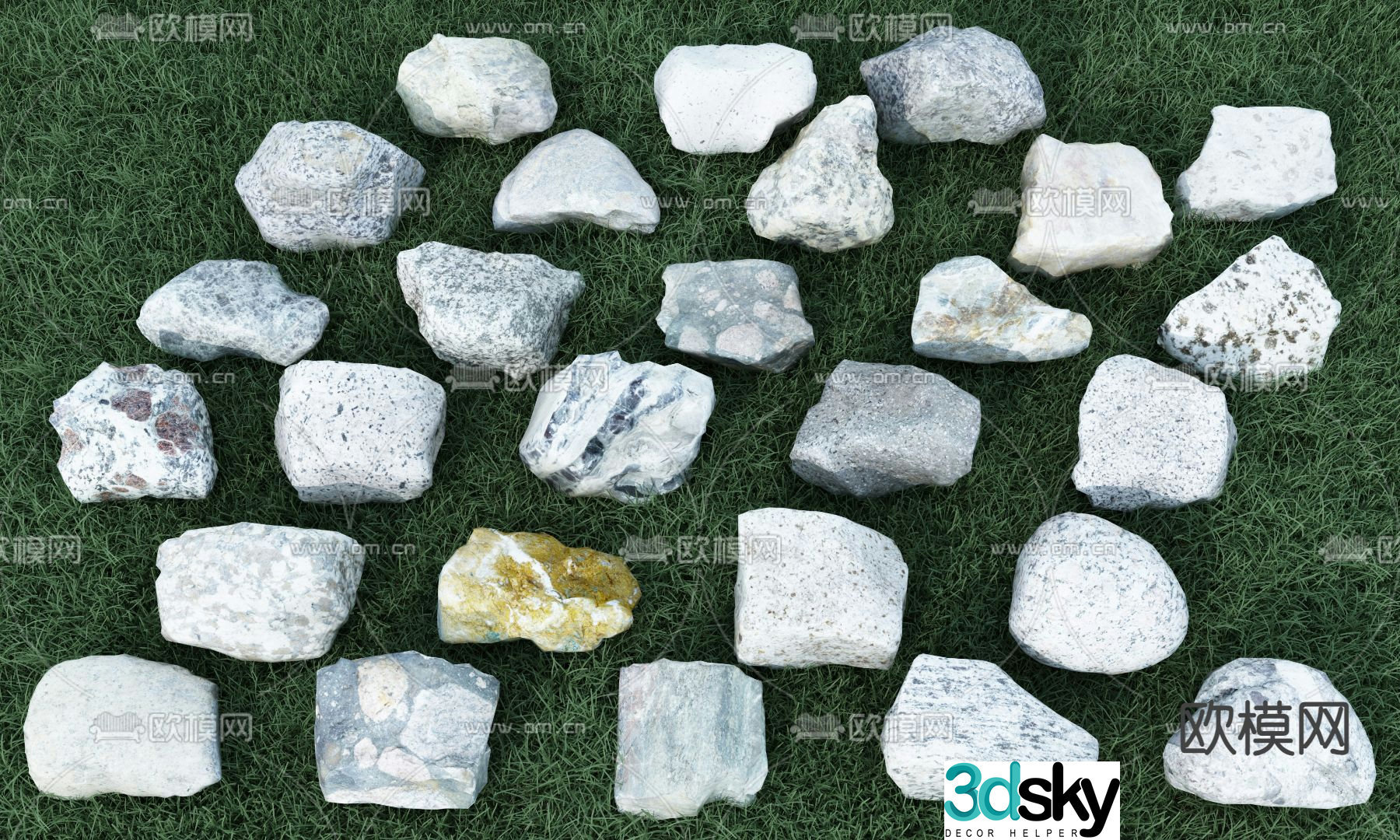 Modern stone landscape sketch 3d model