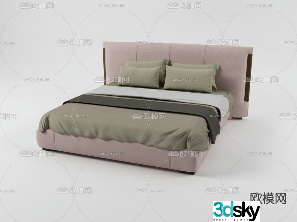 Modern double bed 3d model