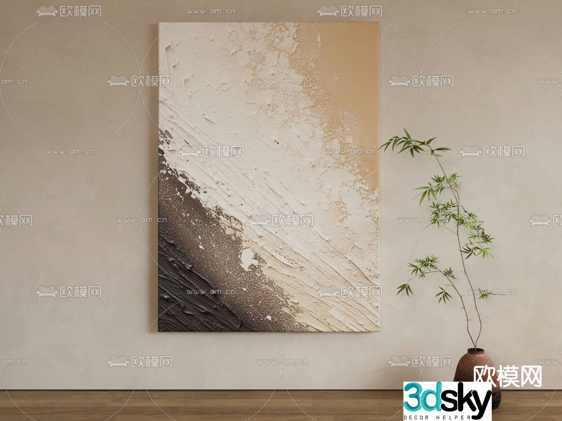 Modern hanging paintings decorative painting 3d model