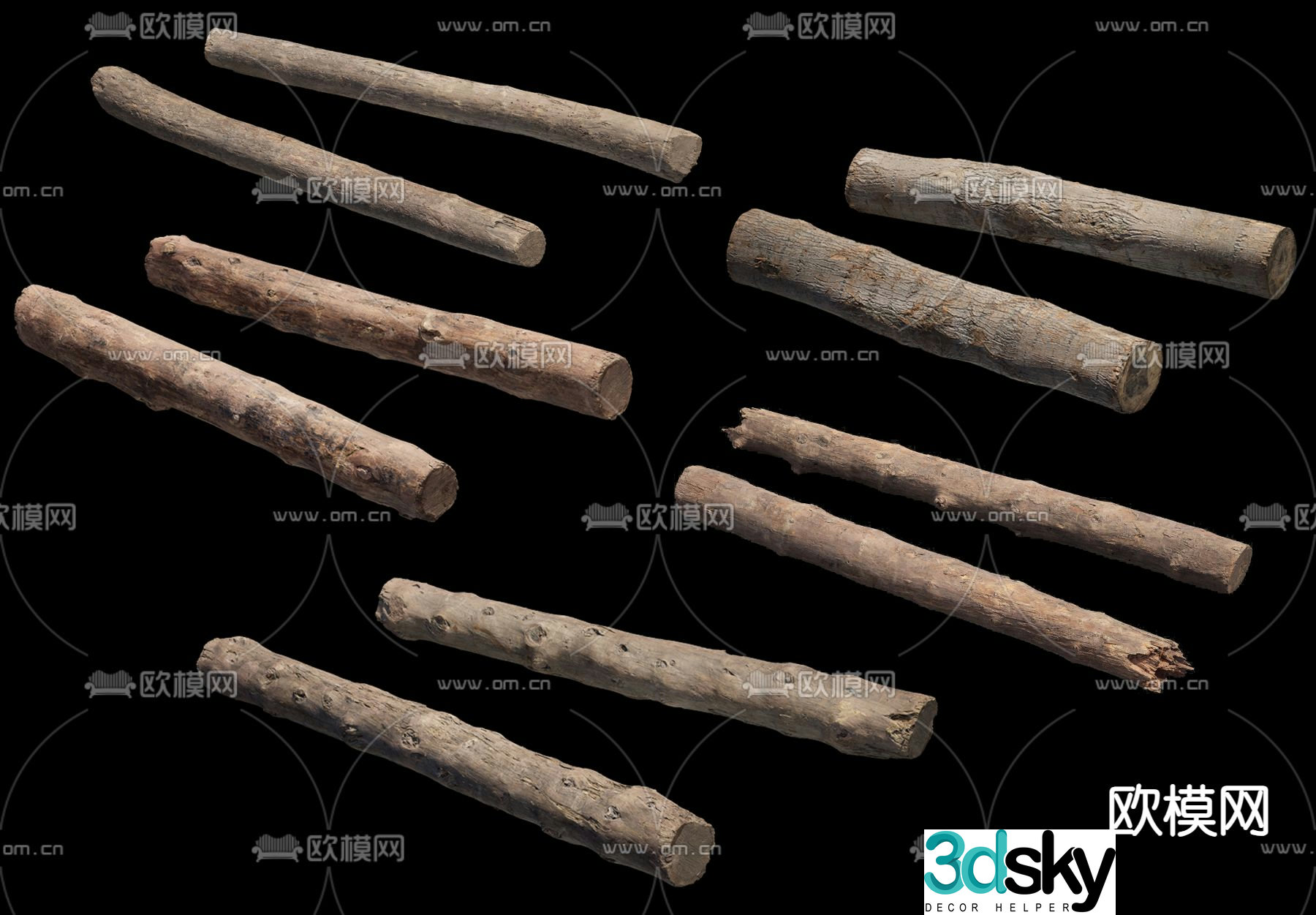 old tree stump trees trunk 3d model