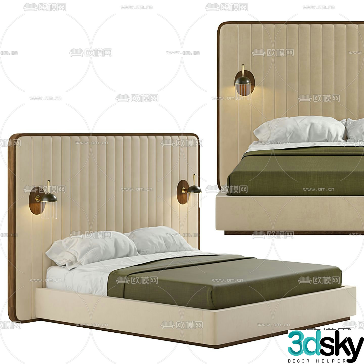 Modern double bed 3d model